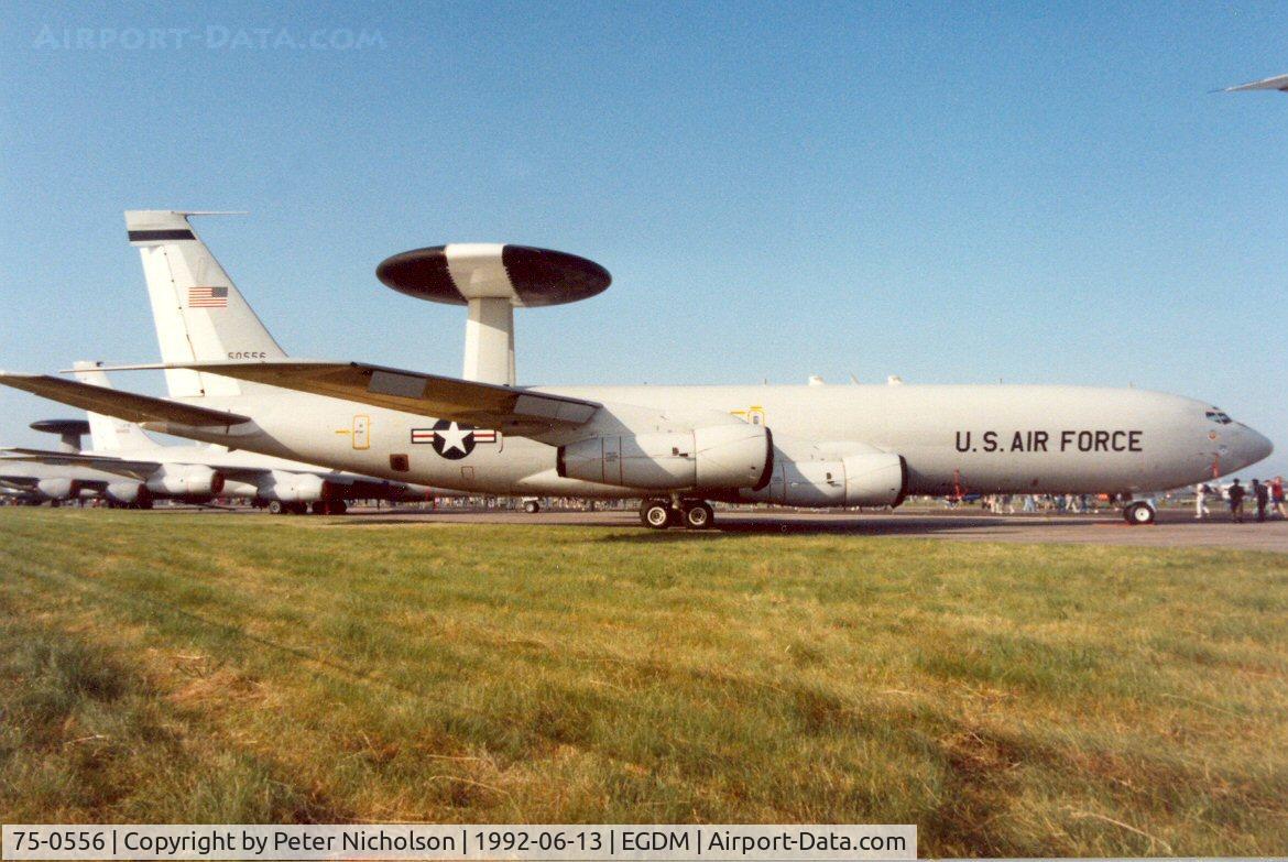 75-0556, 1975 Boeing E-3B Sentry C/N 21047, E-3B Sentry, callsign Hash 31, of the 552nd Wing at the 1992Air Tournament International at Boscombe Down.