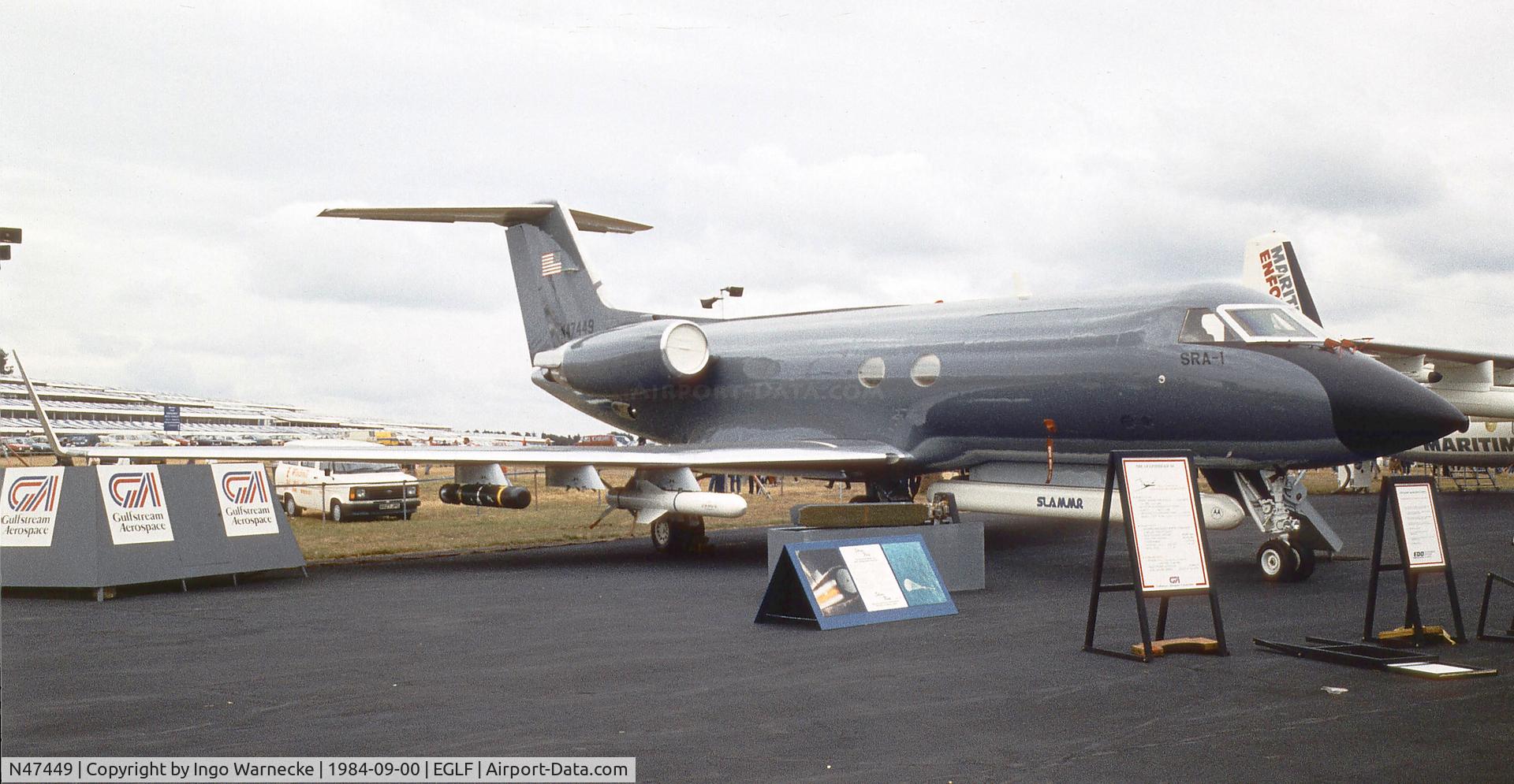 N47449, Gulfstream III SRA-1 C/N 420, Gulfstream Aerospace G-1159A SRA-1 at Farnborough International 1984