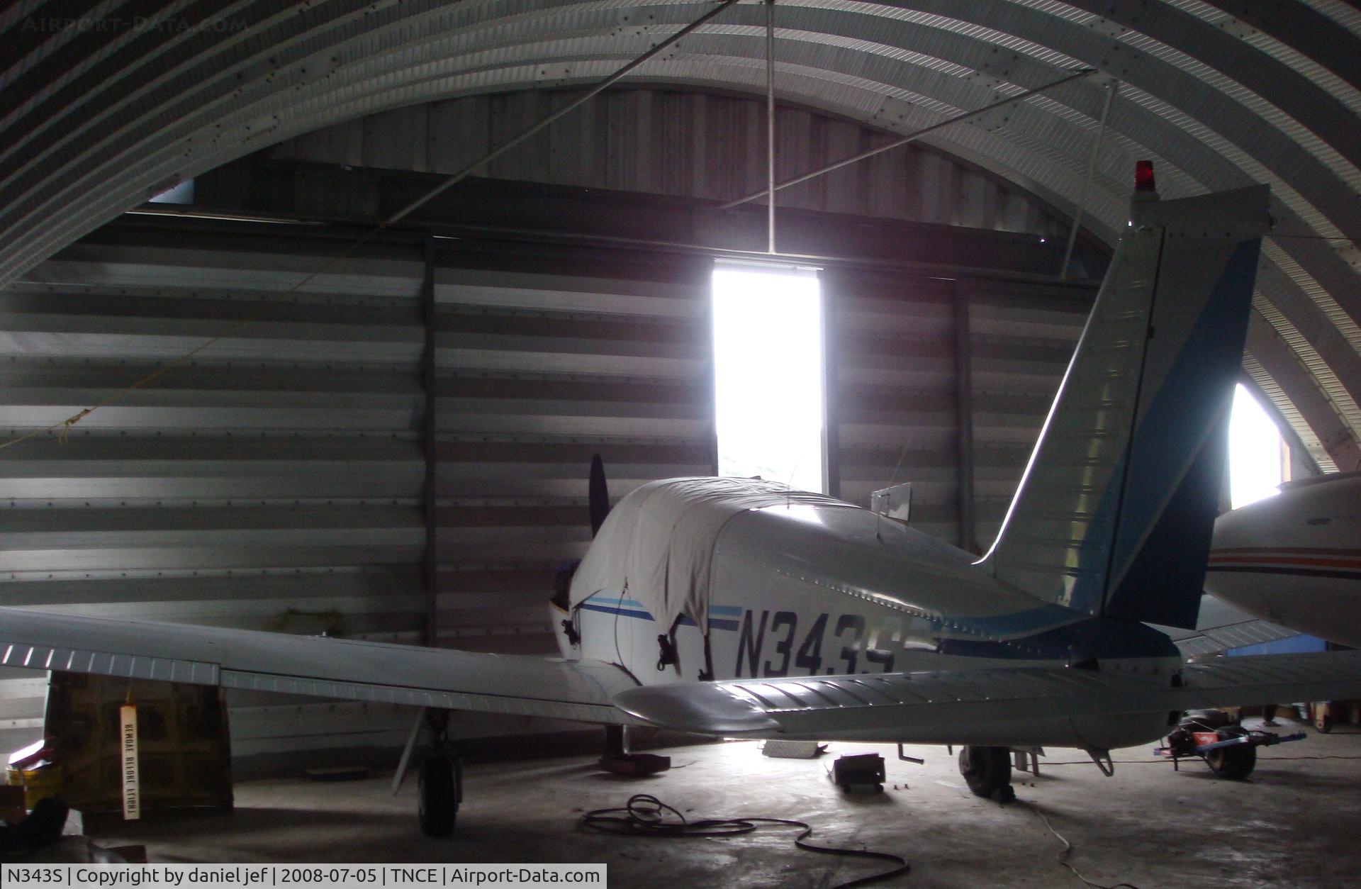 N343S, 1969 Piper PA-28R-180 Cherokee Arrow C/N 28R-31118, in the hanger for repairs