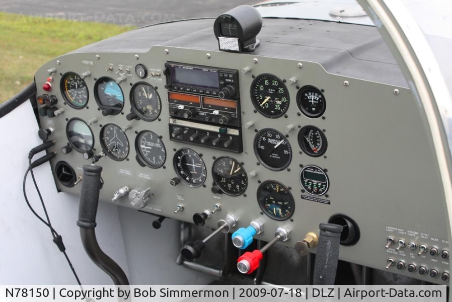 N78150, 1946 Globe GC-1B Swift C/N 2150, Nice modified panel and yoke-to-stick conversion on display at the Delaware, Ohio EAA breakfast fly-in.