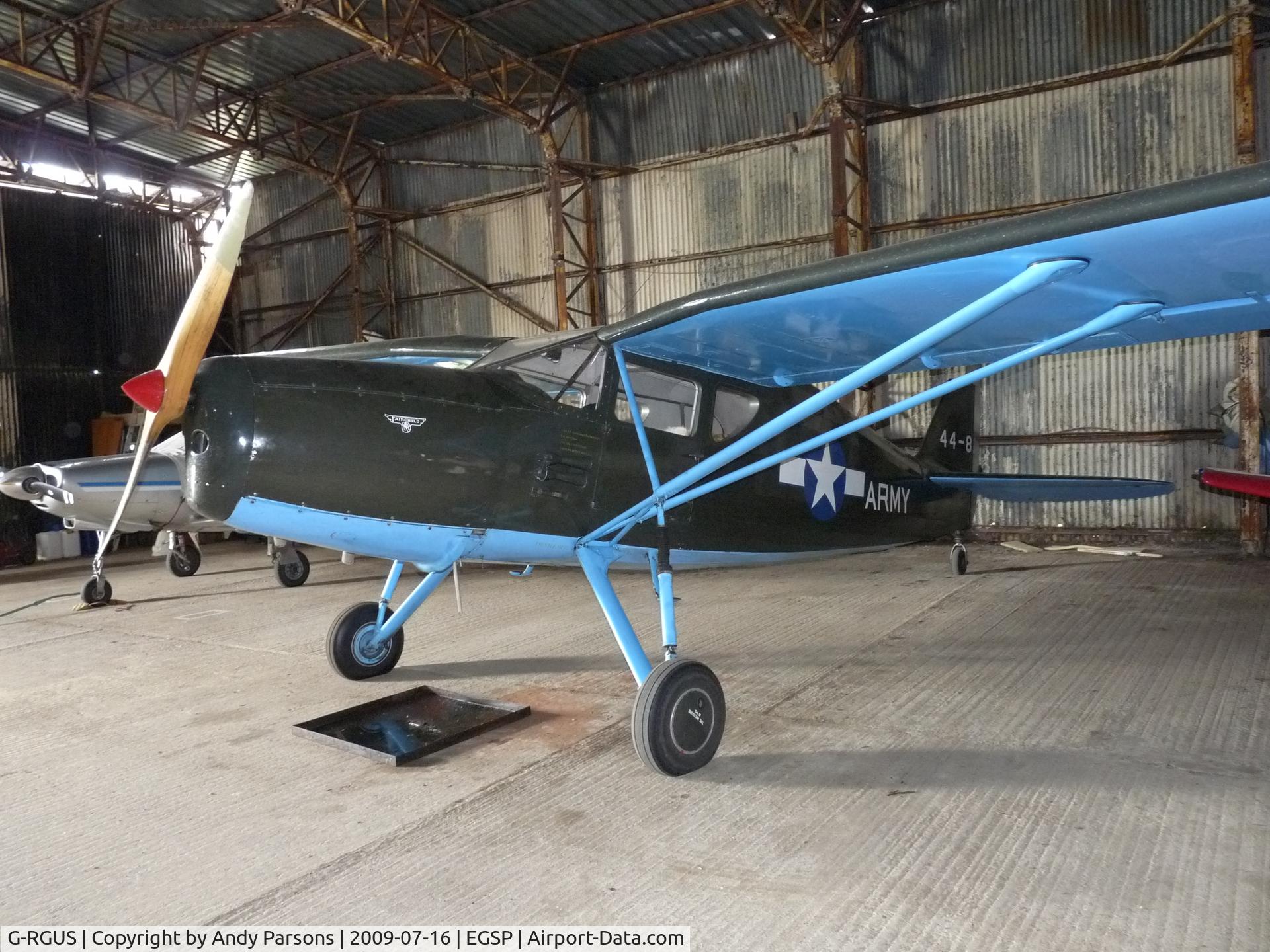 G-RGUS, 1946 Fairchild UC-61K Argus III (24R-46A) C/N 1145, Hangered at Sibson