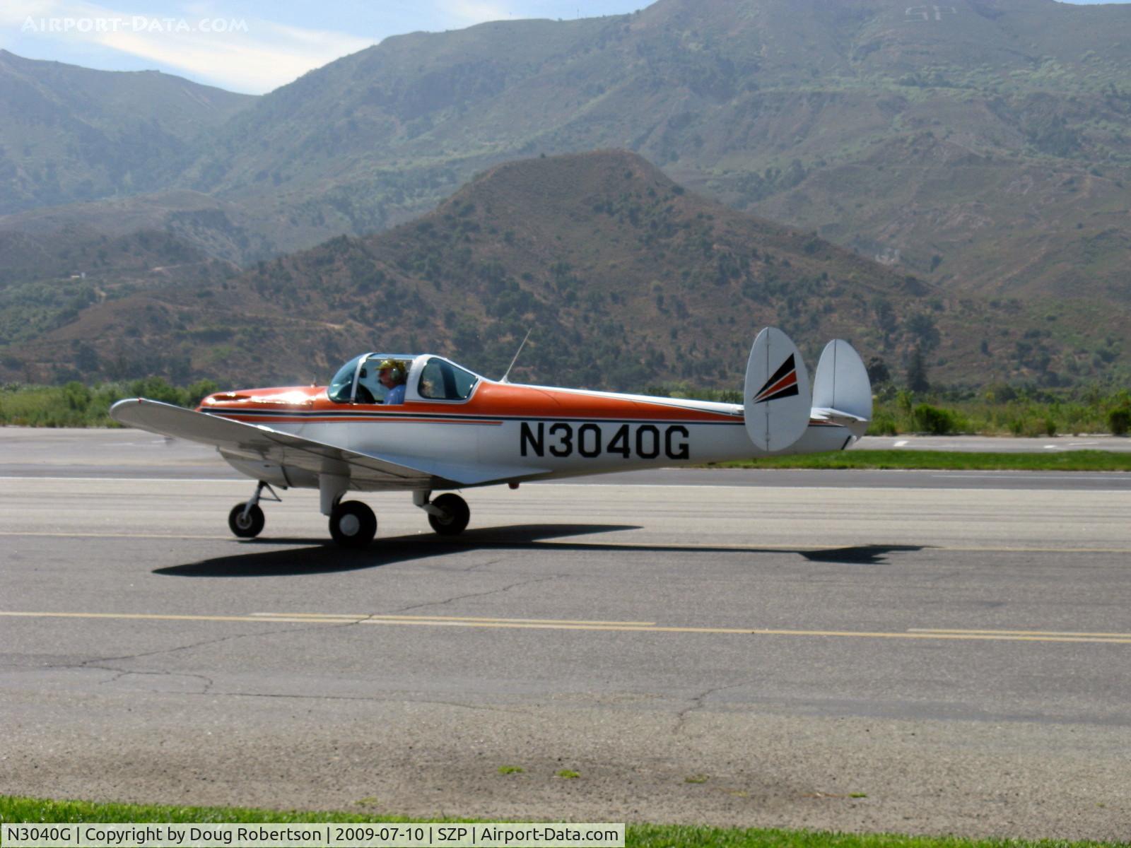 N3040G, 1961 Forney F-1A Aircoupe C/N 5740, 1961 Forney FORNAIRE AIRCOUPE F-1A, Continental C90-12 95 Hp for takeoff, taxi