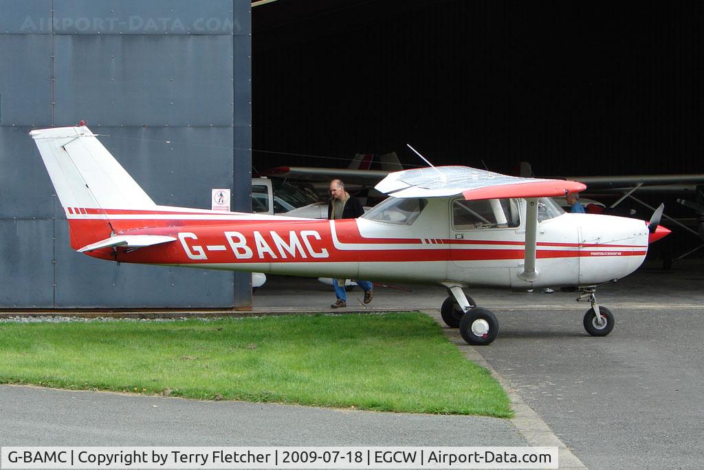 G-BAMC, 1973 Reims F150L C/N 0892, Cessna 150 hangared on 2009 Welshpool Air Day