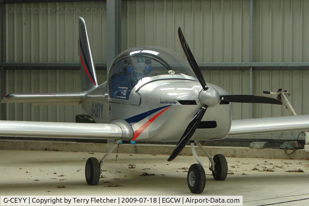 G-CEYY, 2007 Aerotechnik EV-97 Eurostar C/N 3123, Eurostar hangared on 2009 Welshpool Air Day