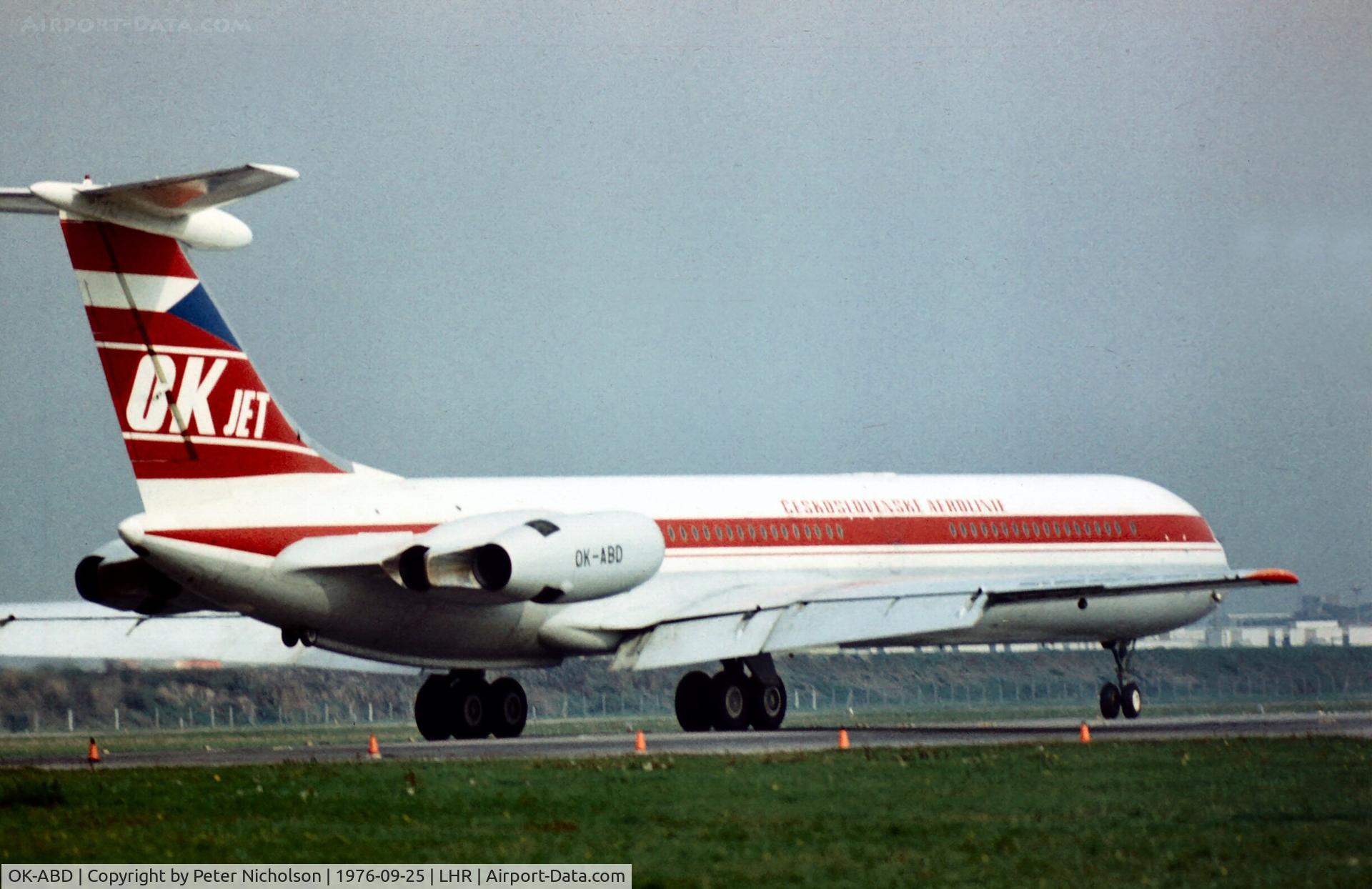OK-ABD, 1971 Ilyushin Il-62 C/N 10902, Ilyushin Classic of CSA preparing to depart London Heathrow in the Summer of 1976.