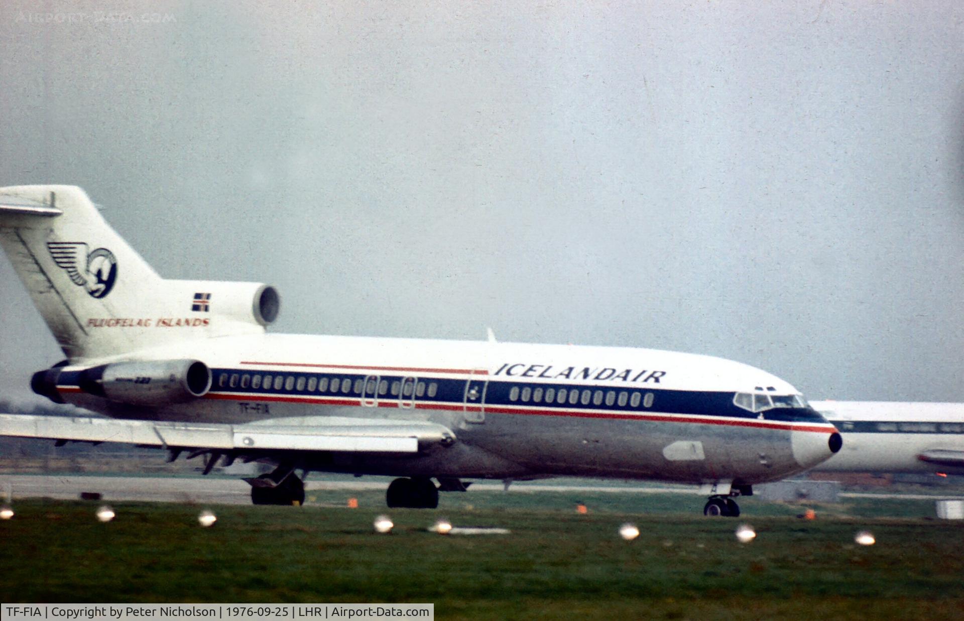 TF-FIA, 1968 Boeing 727-185C C/N 19826, Boeing 727 of Icelandair at London Heathrow in the Summer of 1976.