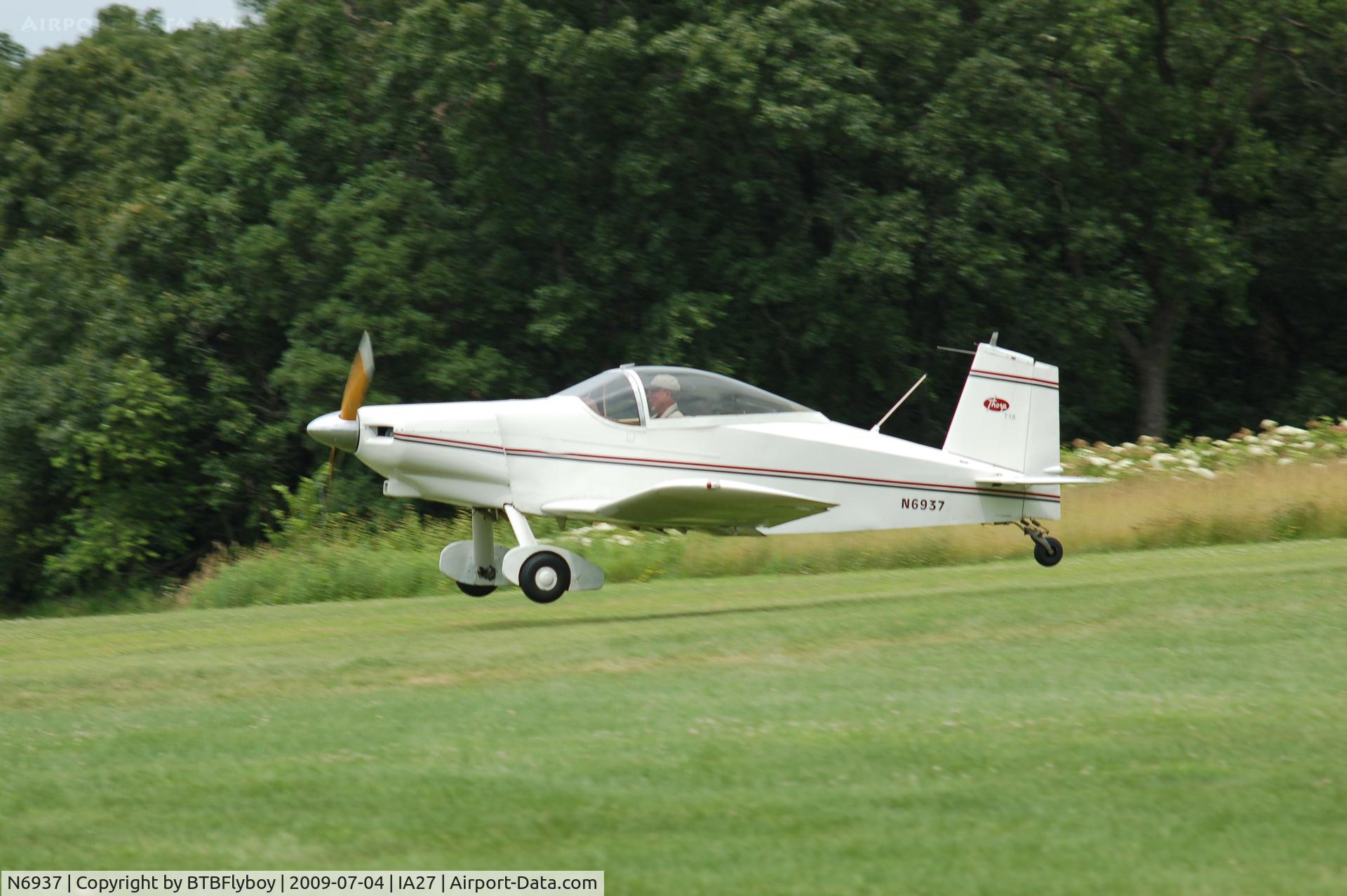 N6937, 1980 Thorp T-18 Tiger C/N 844, Thorp T-18 at Antique Airfield during the 3rd Annual Antique Homebuilt Fly-in July 4th, 2009