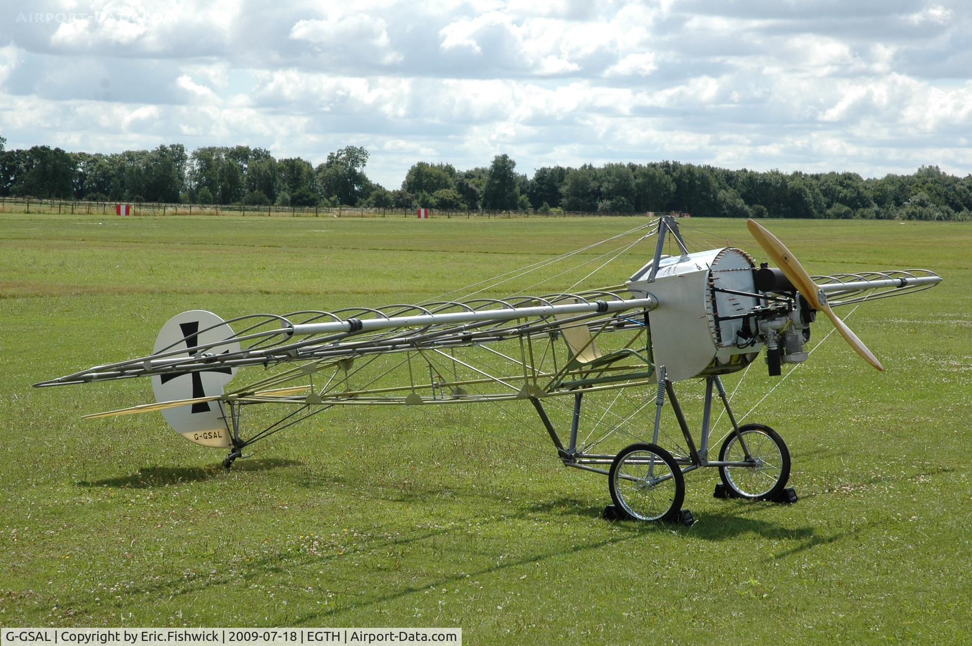 G-GSAL, 2008 Fokker EIII Replica C/N GS-101, Airdrome Aeroplane 3/4 size Fokker EIII replica at Shuttleworth Evening Air Display July 09