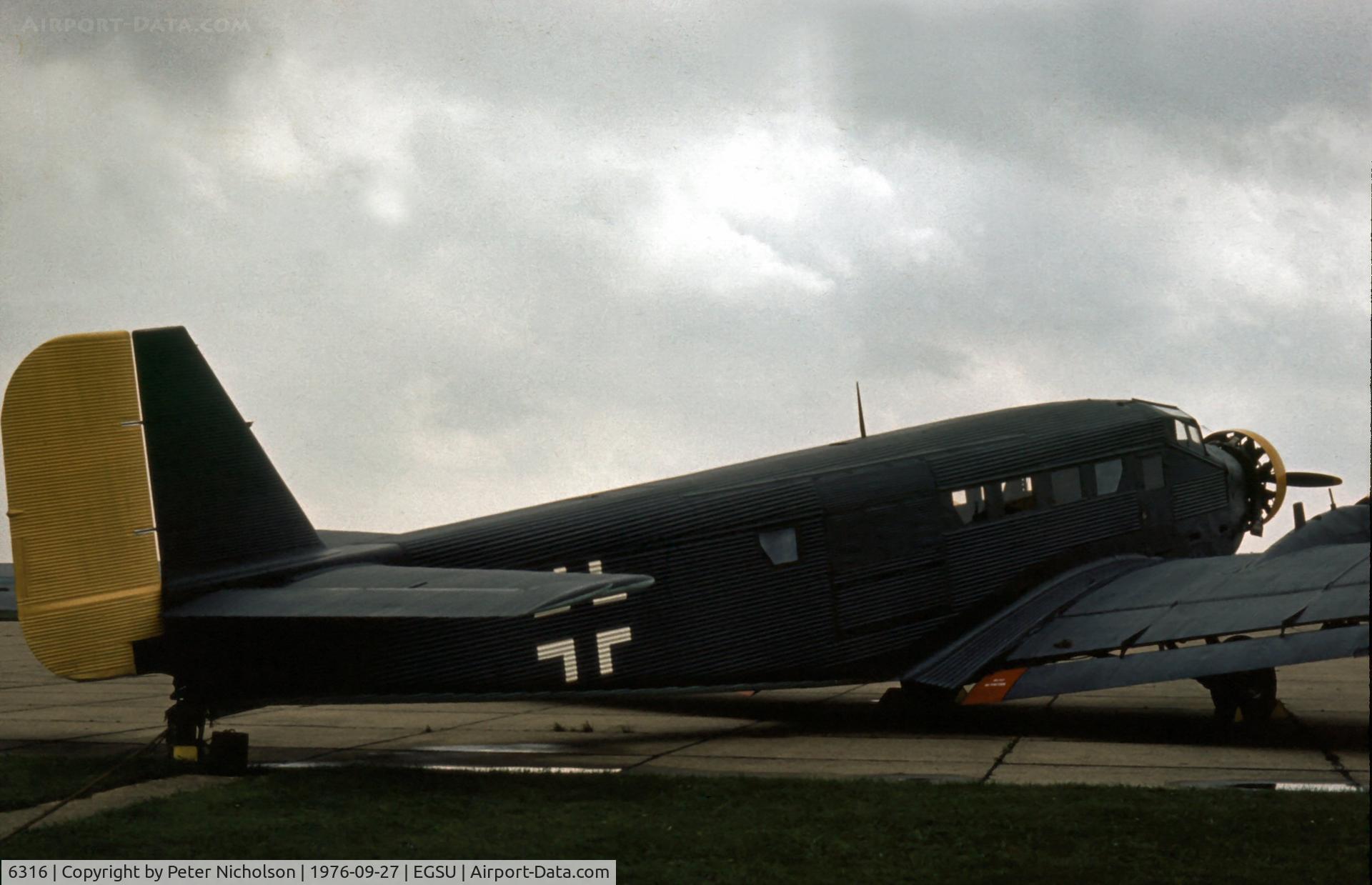 6316, Junkers (AAC) AAC-1 Toucan (Ju-52) C/N 255, This French-built Junkers Ju-52 of the Portuguese Air Force was seen at the Imperial War Museum at Duxford in the Summer of 1976 after donation by the Portuguese Government.