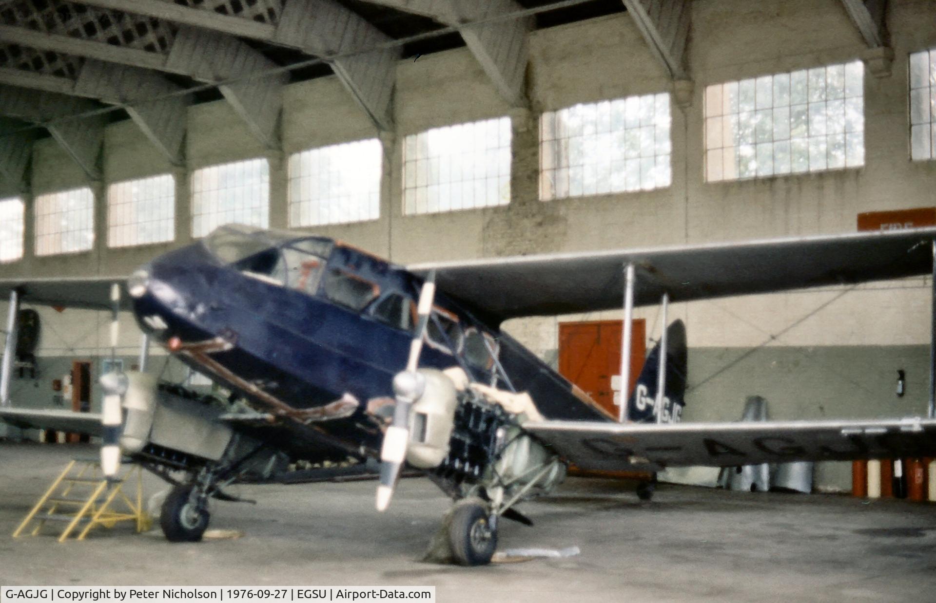 G-AGJG, 1941 De Havilland DH-89A Dominie/Dragon Rapide C/N 6517, This Dragon Rapide was hangered at the Imperial War Museum at Duxford in the Summer of 1976.