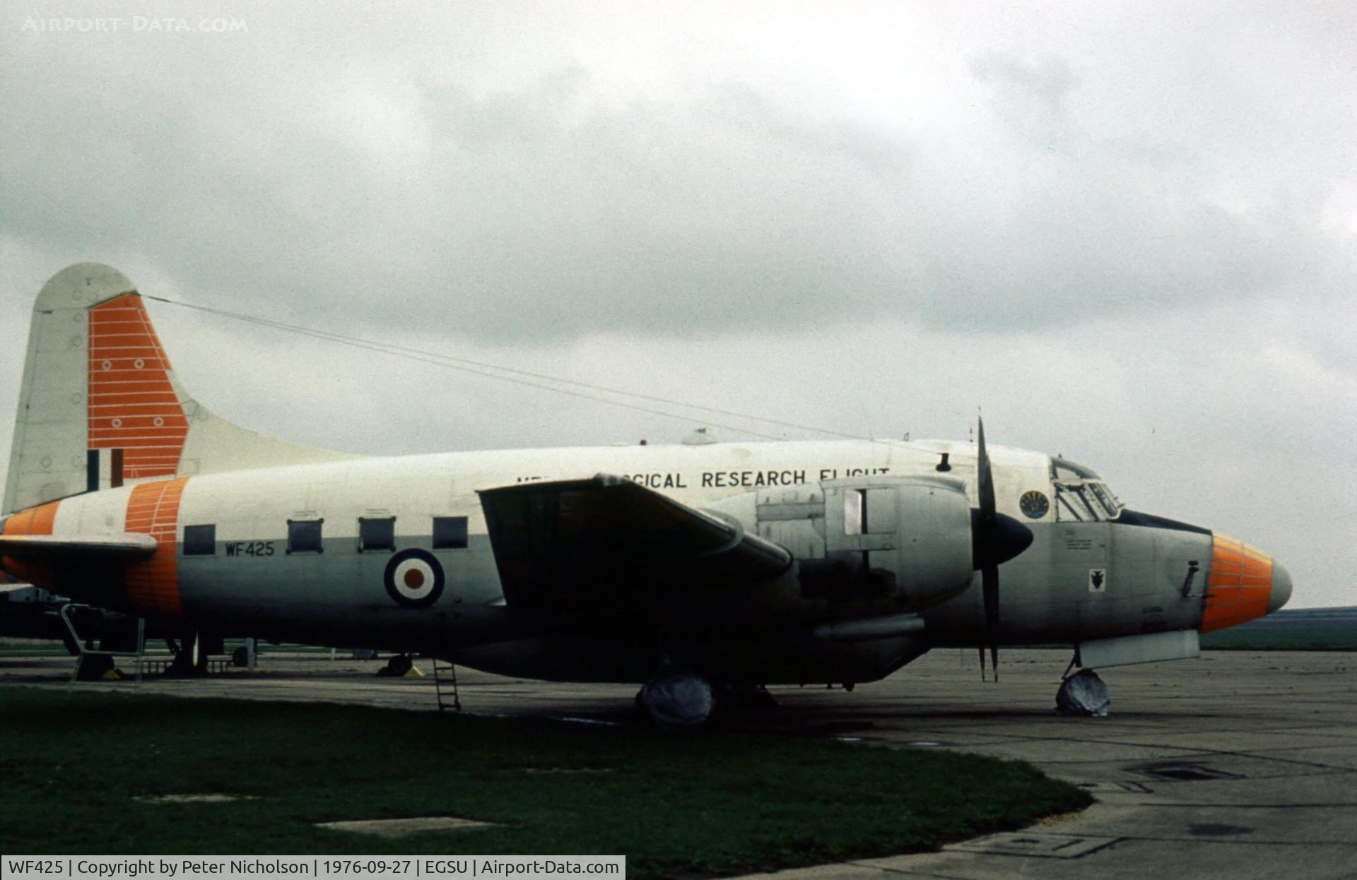 WF425, 1952 Vickers Varsity T.1 C/N 568, Varsity T.1 of the Royal Aircraft Establishment's Meteorological Research Flight at the Imperial War Museum at Duxford in the Summer of 1976.