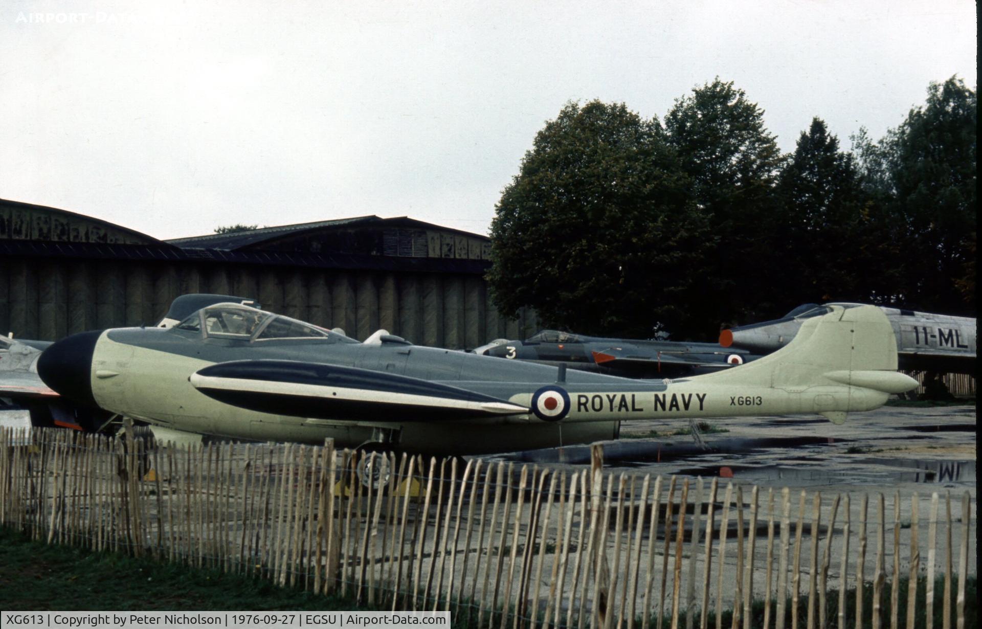 XG613, De Havilland DH-112 Sea Venom FAW.21 C/N 12904, Sea Venom FAW.21 of 809 Squadron on display at the Imperial War Museum at Duxford in the Summer of 1976.