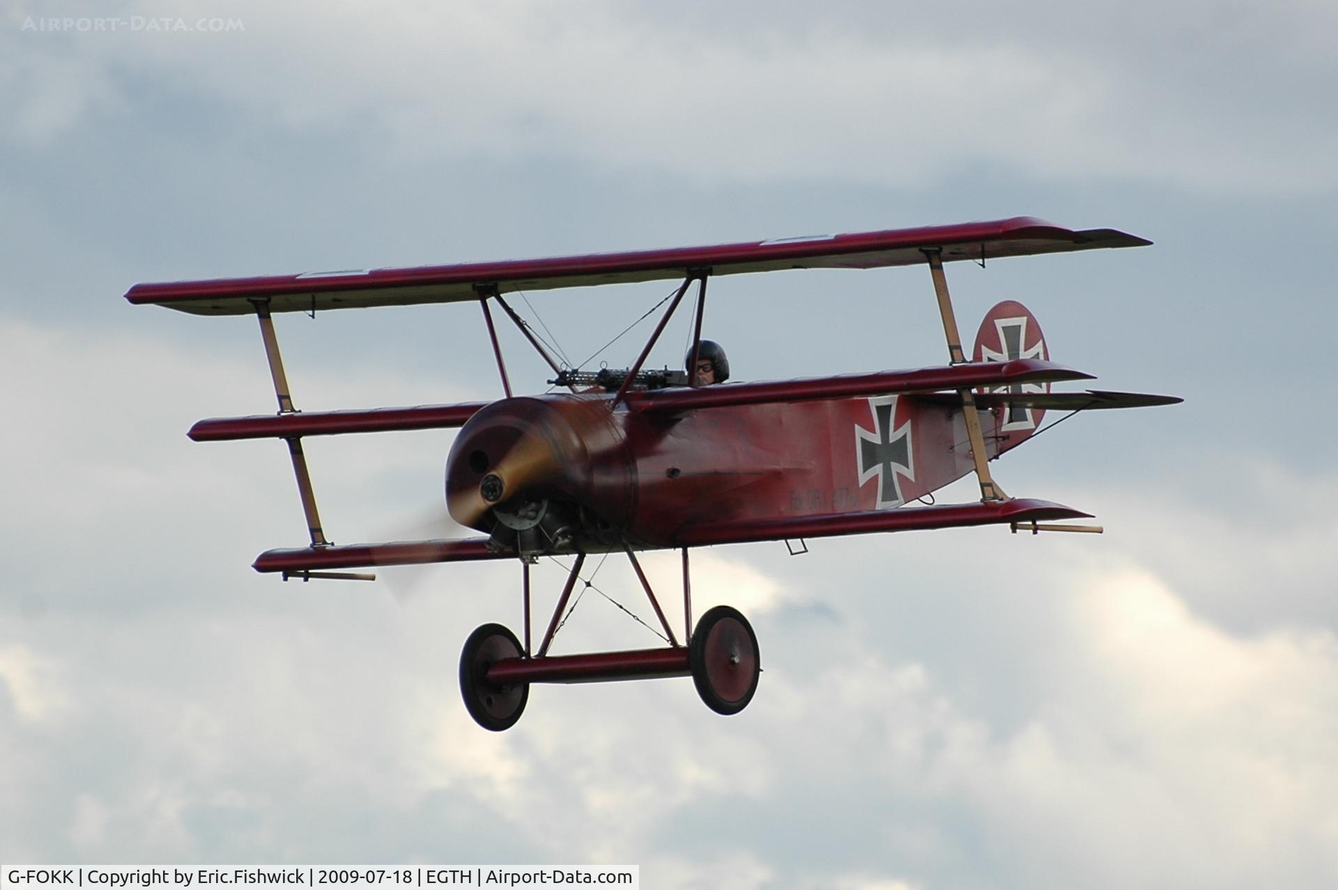 G-FOKK, 2006 Fokker Dr.1 Triplane Replica C/N PFA 238-14253, G-FOKK at Shuttleworth Evening Air Display July 09