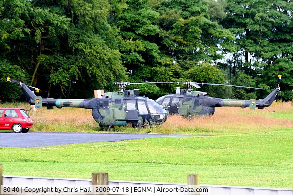 80 40, MBB Bo.105M C/N 5040, and 80+40, Bolkow 105P at Leeds Bradford heliport