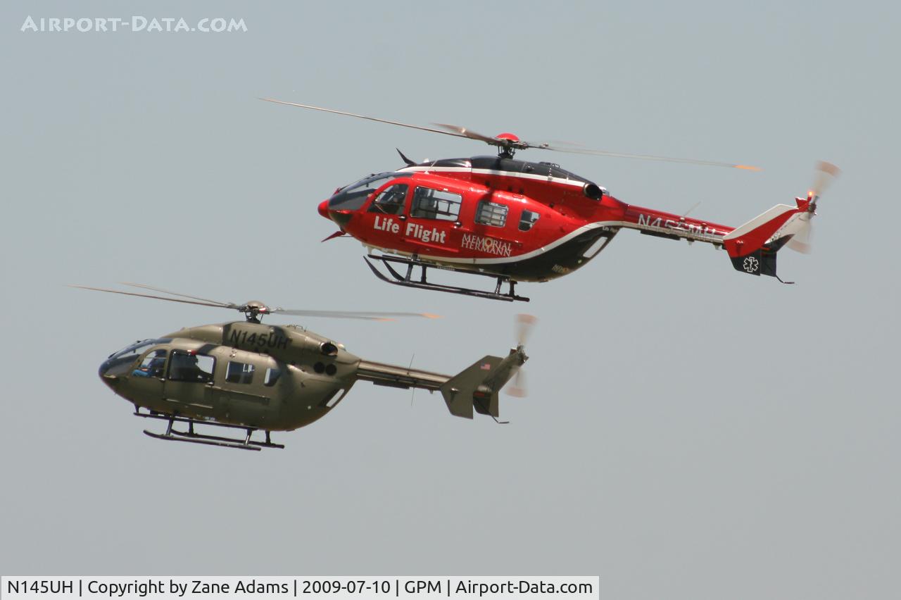 N145UH, 2004 Eurocopter-Kawasaki EC-145 (BK-117C-2) C/N 9053, N145UH (Army Demonstrator/Trainer) and N455MH (Houston Air Ambulance) At American Eurocopter 40th Anniversary party - Grand Prairie, Texas