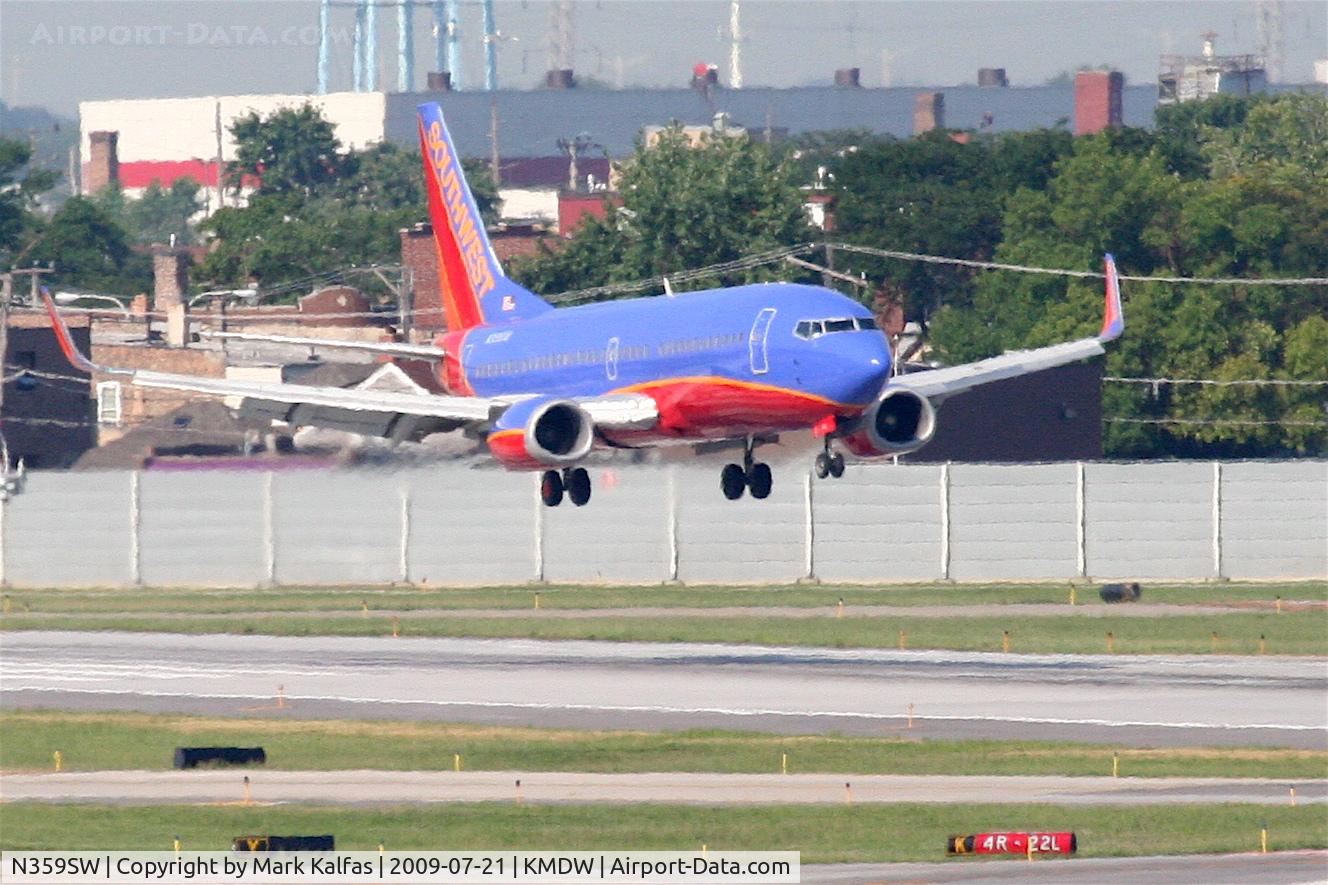 N359SW, 1992 Boeing 737-3H4 C/N 26596, Southwest 737-3H4, N359SW over the numbers 4R KMDW