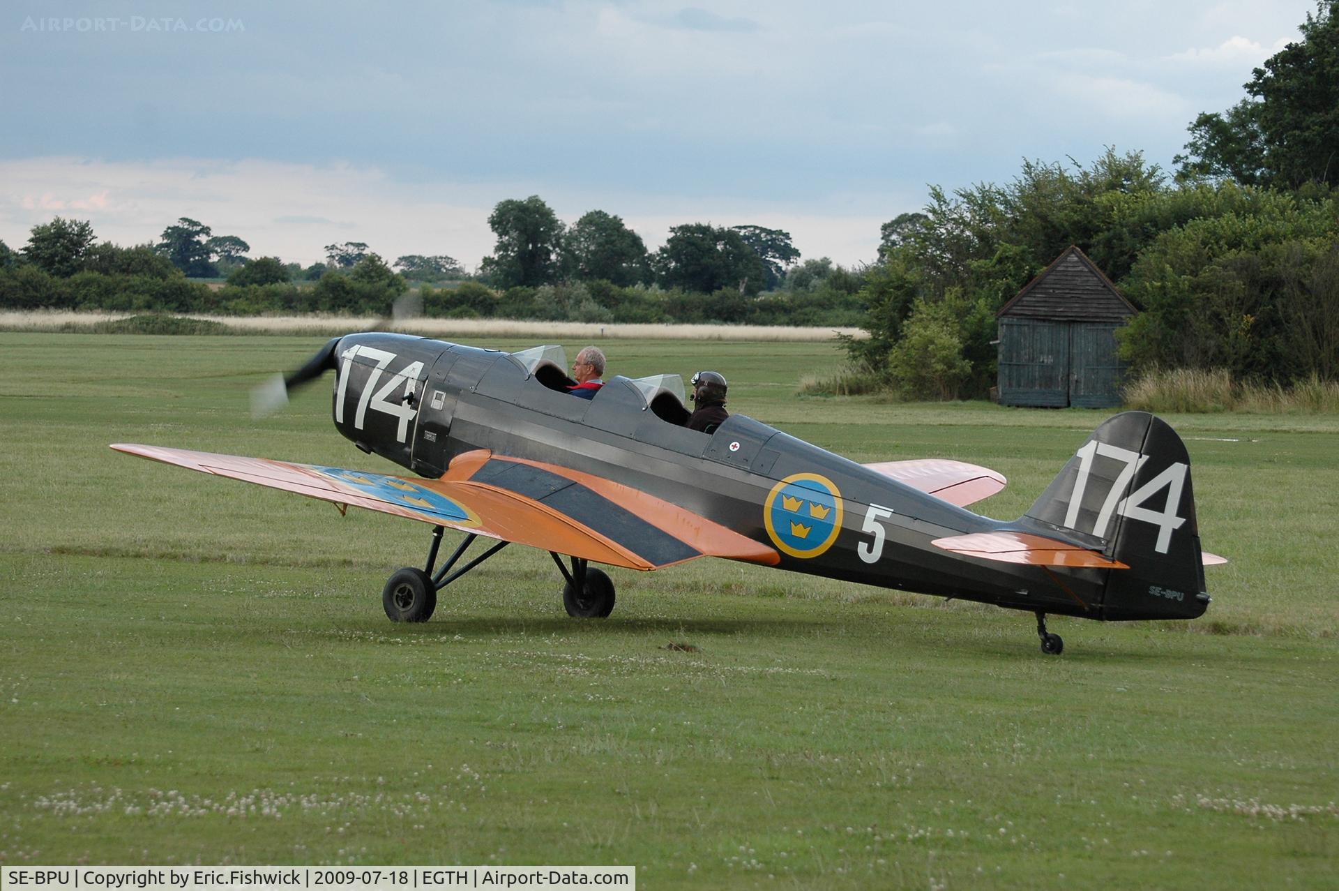 SE-BPU, 1941 Klemm Kl-35D C/N 2009-79, 1. SE-BPU Klem Kl-35D departing Shuttleworth Evening Display July 09