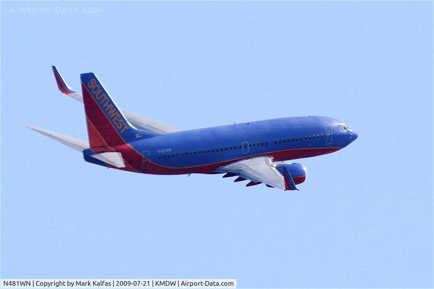 N481WN, 2004 Boeing 737-7H4 C/N 29853, Southwest 737-7H4, N481WN Right turn after departing RWY 4R KMDW