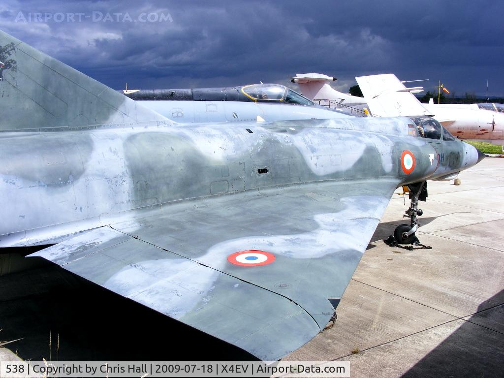 538, Dassault Mirage IIIE C/N 538, Dassault Mirage IIIE 538, was presented to the Museum by the French Air Force. It had been flown in 1972 by Museum member, Colonel Denis Turina, whose father flew from Elvington in the Second World War. The aircraft last flew in 1993.