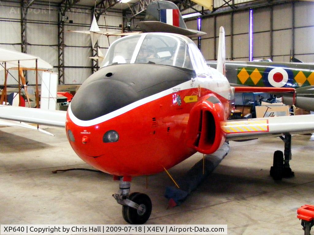 XP640, BAC 84 Jet Provost T.4 C/N PAC/W/16912, The Elvington Museum's Jet Provost T.4 is displayed in the colours of No. 6 Flying Training School at Finningley, where it served during the 1970s.