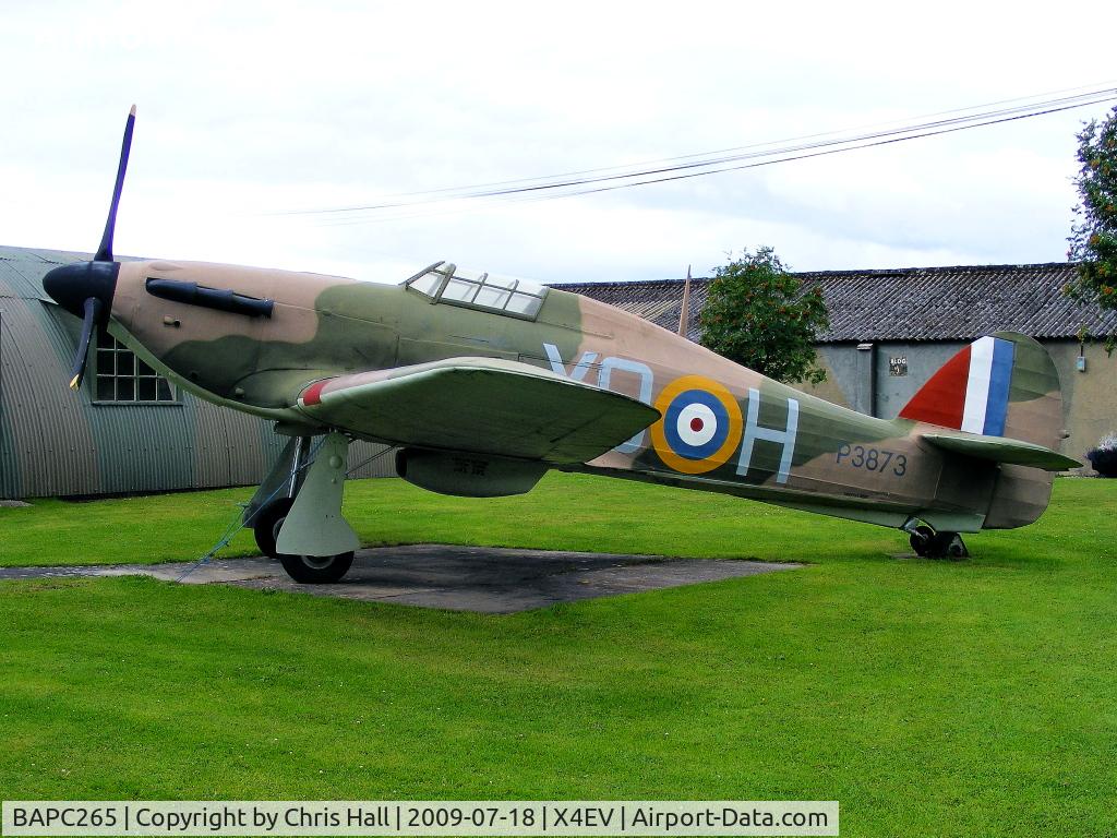 BAPC265, Hawker Hurricane I Replica C/N BAPC.265, Hawker Hurricane I replica was unveiled on 20 August 2000 and installed as the gate guardian on 8 October 2000 by the Canadian High Commissioner, the Hon. Roy McLaren PC