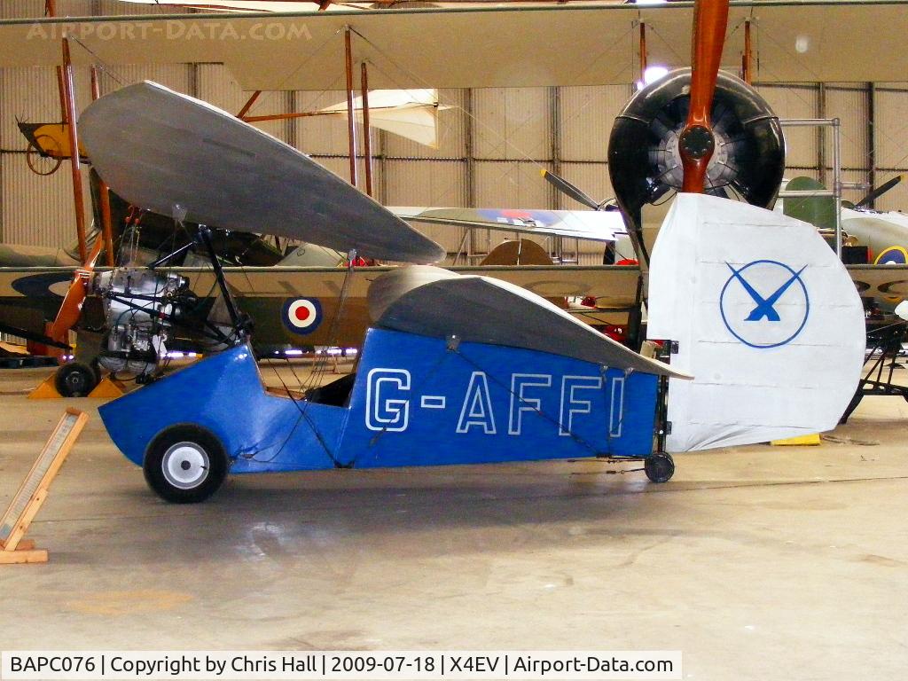 BAPC076, 1973 Mignet HM.14 Pou-du-Ciel C/N BAPC.076, HM.14 Flying Flea, Designed by a Frenchman, Henri Mignet, in 1934, the Flying Flea could be built at home and cost £90 (about £5000 today). A total of 123 were completed in Britain, but scores more were never finished.