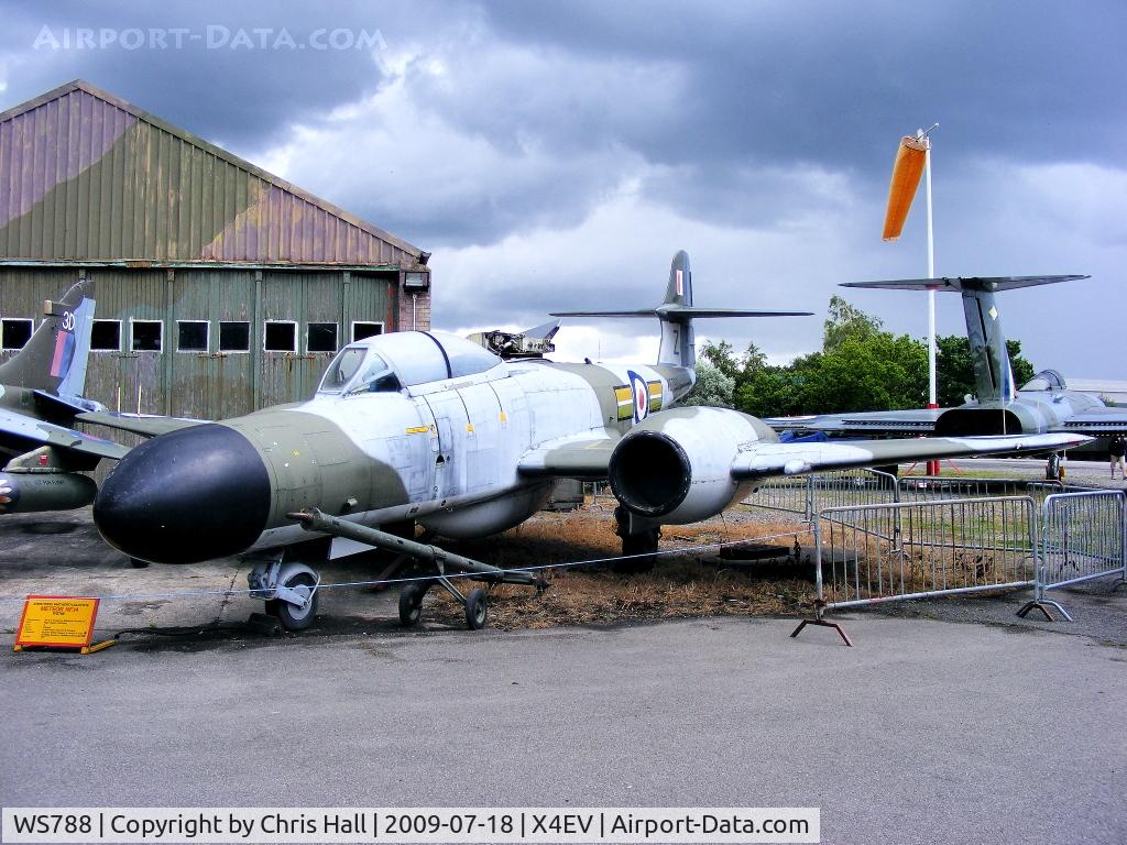 WS788, 1954 Gloster Meteor NF(T).14 C/N Not found WS788, The Museum's aircraft was built at Bagington, Coventry, in February 1954. In July 1954, it was issued to 152 Squadron at Wattisham. It served with the No.1 Air Navigation School at Thorney Island and later at No.2 School at Stradishall