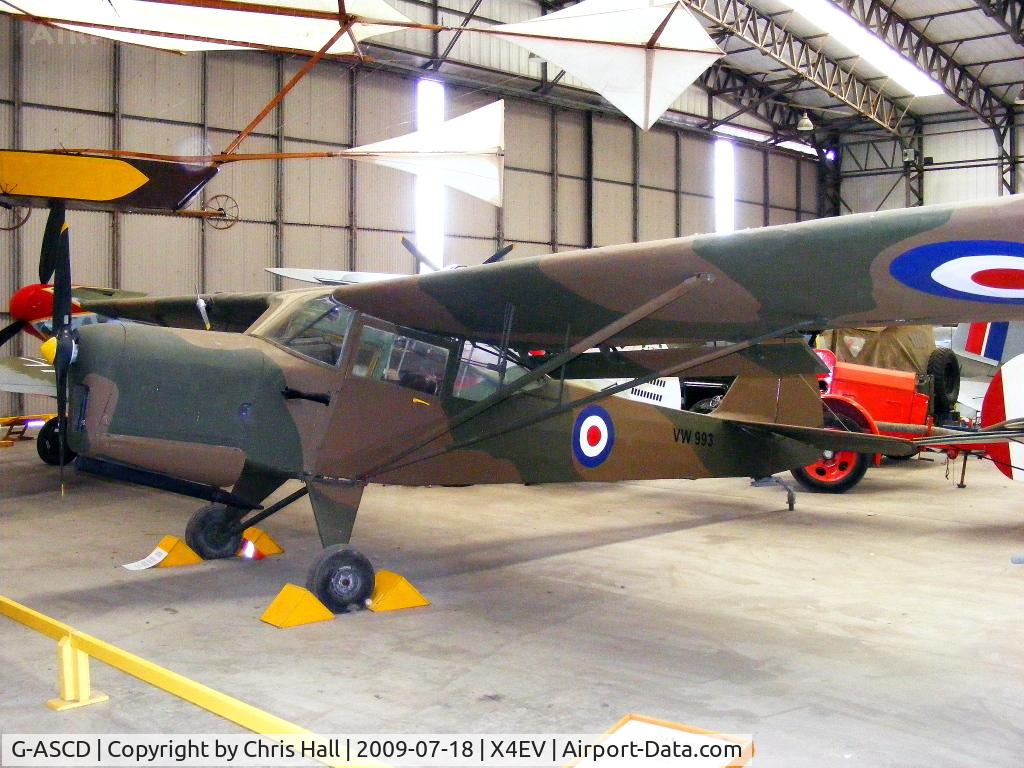 G-ASCD, 1962 Beagle A-61 Terrier 2 C/N B.615, After initial military service with 663 and 651 Army Co-operation Squadrons as a spotter aircraft for the Royal Artillery, the Museum's aircraft was converted for civilian use as a Beagle Terrier, registration G-ASCD.