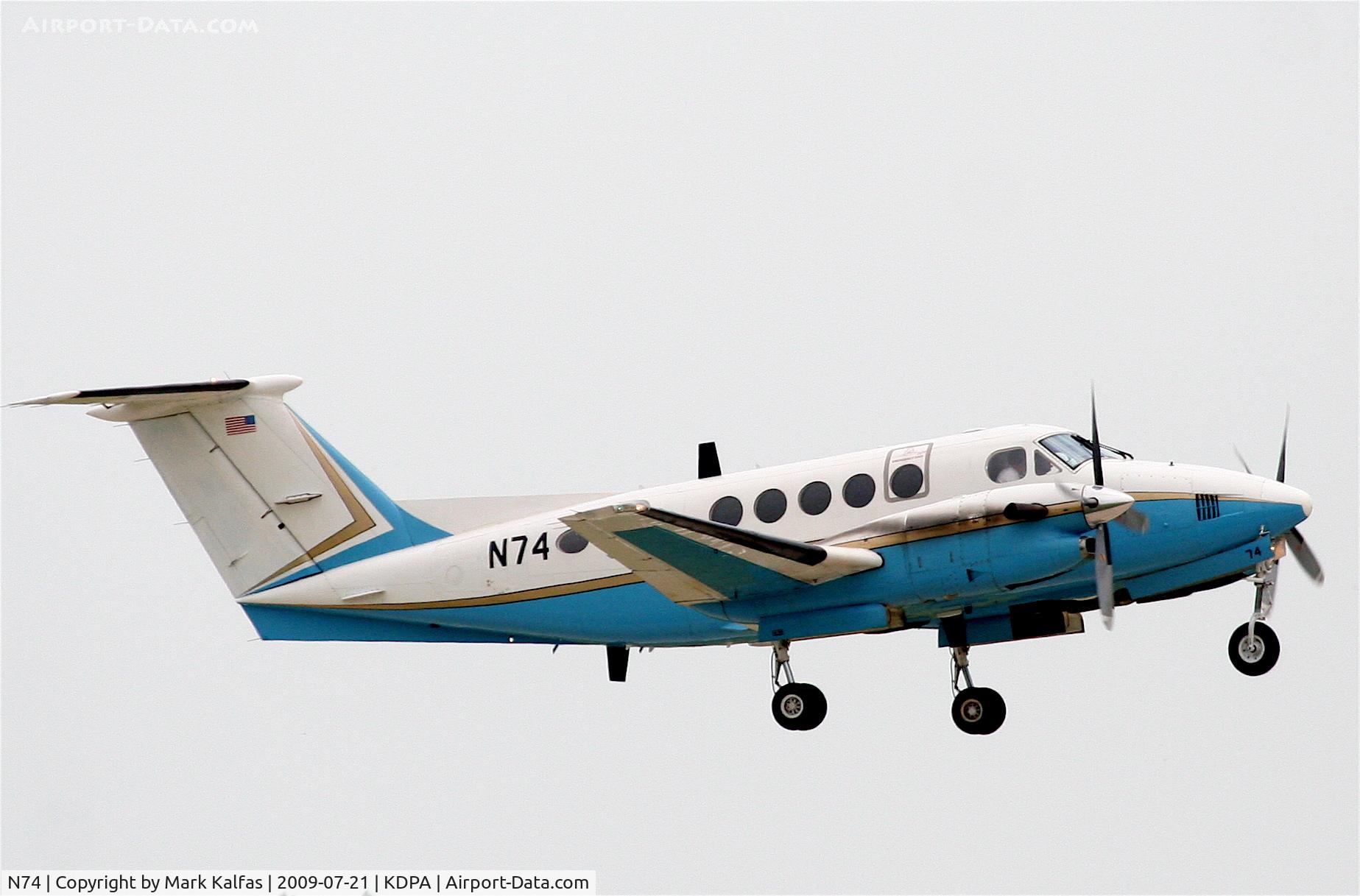 N74, 1988 Beech 525 Super King Air C/N FF-9, Federal Aviation Administration, Beechcraft Super King Air 300, N74 departing on RWY 20R KDPA.