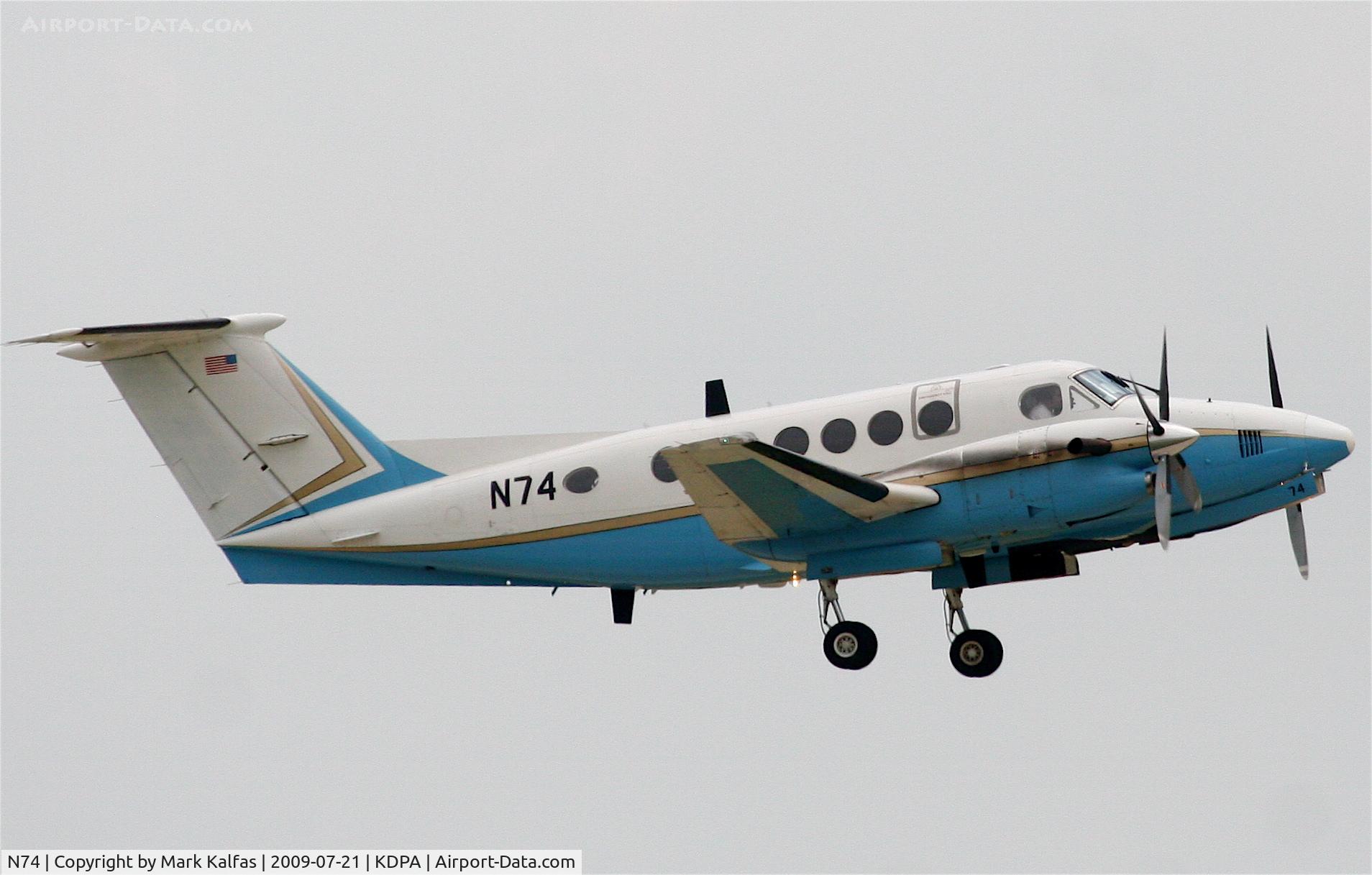 N74, 1988 Beech 525 Super King Air C/N FF-9, Federal Aviation Administration, Beechcraft Super King Air 300, N74 departing on RWY 20R KDPA.