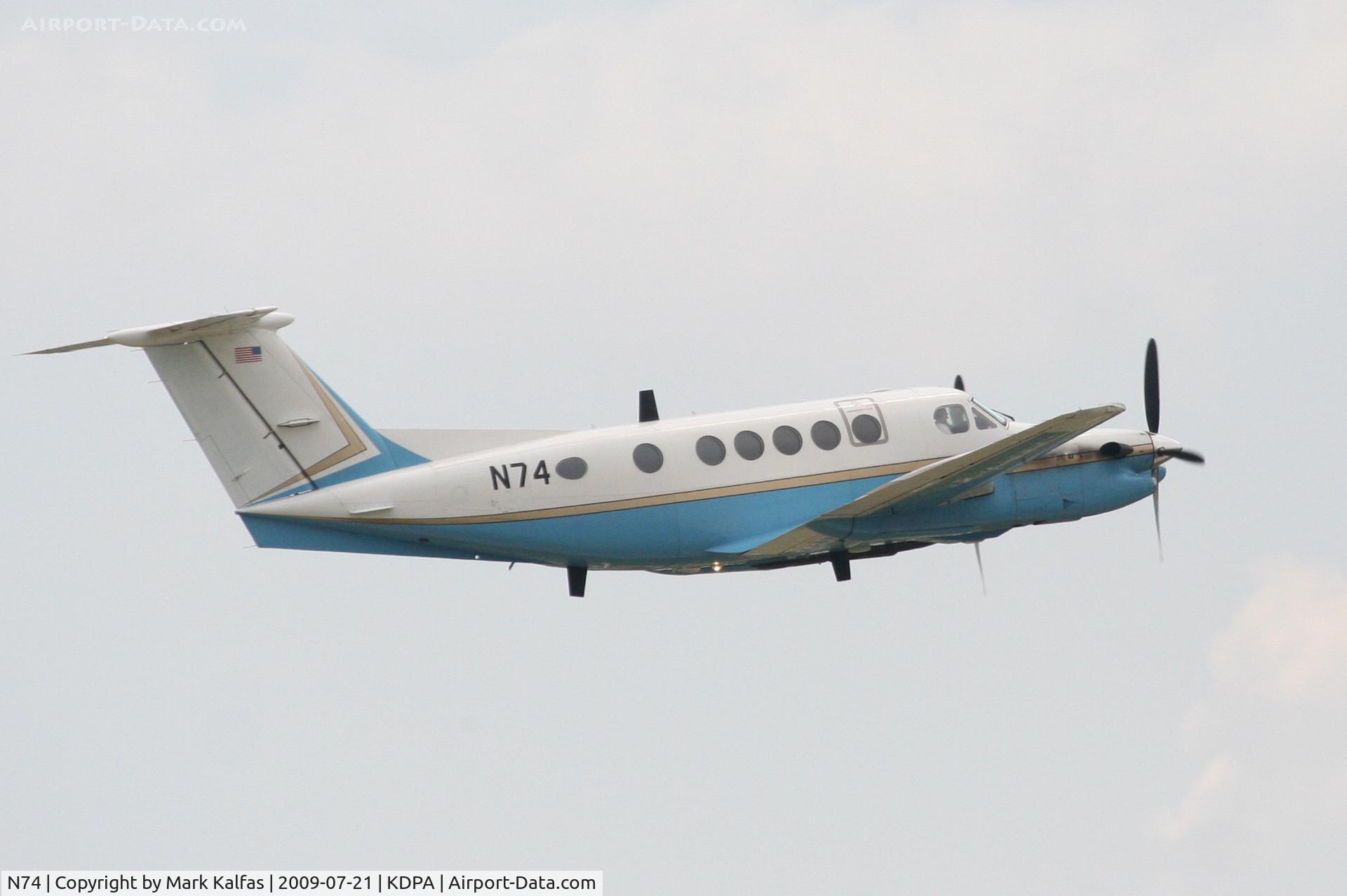 N74, 1988 Beech 525 Super King Air C/N FF-9, Federal Aviation Administration, Beechcraft Super King Air 300, N74 departing on RWY 20R KDPA.