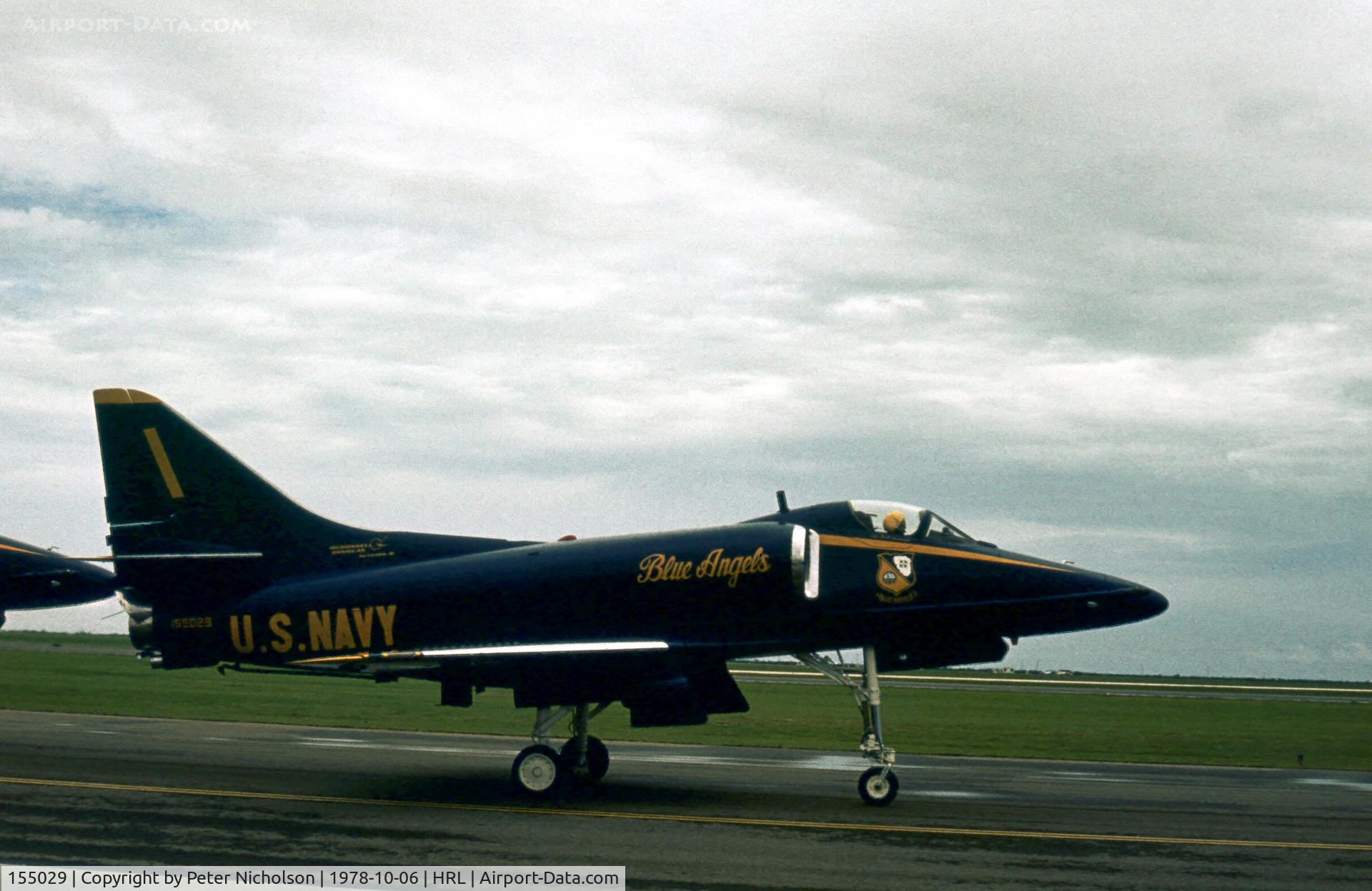 155029, Douglas A-4F Skyhawk C/N 13845, Another view of Blue Angel number 1 at the 1978 Confederate Air Force Airshow at Harlingen.