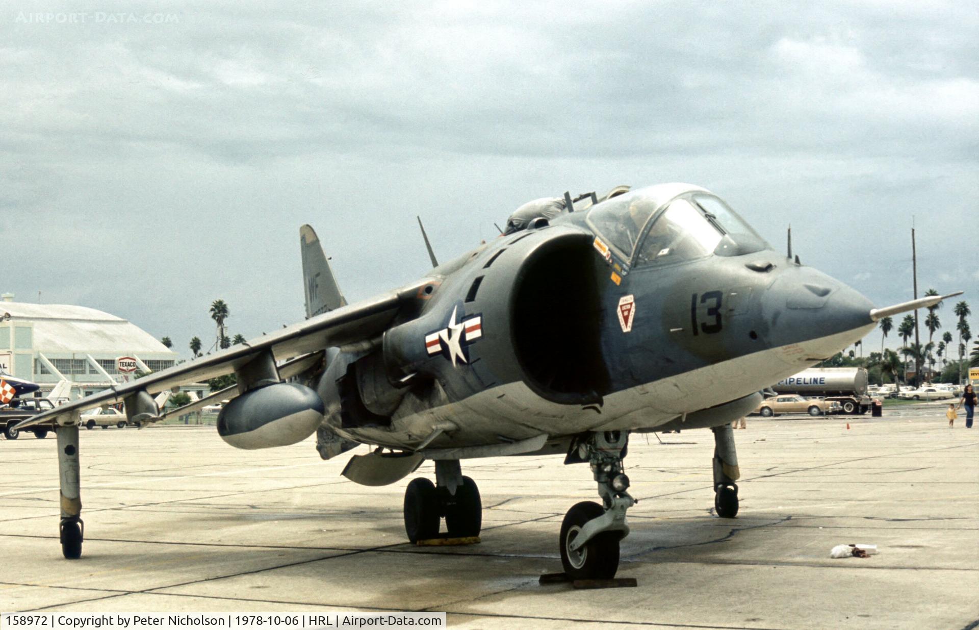 158972, Hawker Siddeley AV-8A Harrier C/N 712133, AV-8A Harrier of VMA-513 at the 1978 Confederate Air Force Airshow at Harlingen.