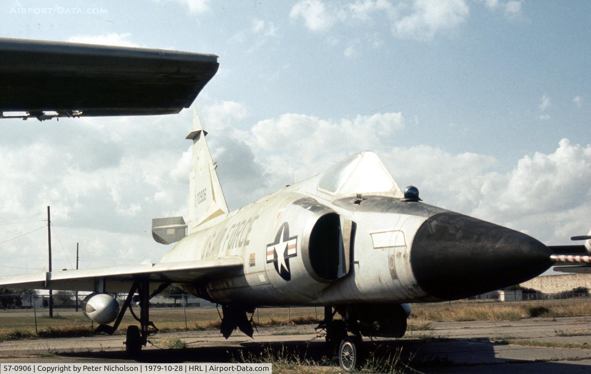 57-0906, 1957 Convair F-102A Delta Dagger C/N 8-10-872, Later removed to the Warner-Robins Museum, in October 1979 this Delta Dagger was at the Confederate Air Force static park at Harlingen.