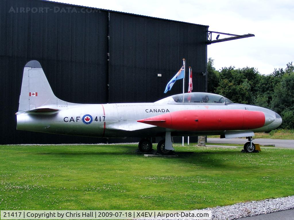21417, Canadair CT-133 Silver Star 3 C/N T33-417, Canadair CT-133 Silver Star. This aircraft was one of 636 jet trainers built under licence by Canadair for the Royal Canadian Air Force, from 1952. It was used as an instrument flight trainer whilst in service with the Canadian forces in Germany.