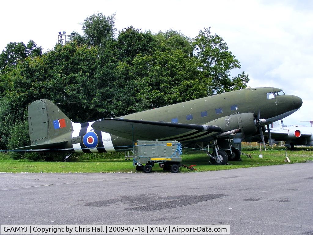 G-AMYJ, 1944 Douglas DC-3C-R-1830-90C (C-47B) C/N 15968/32716, The Museum's Dakota IV was manufactured in Oklahoma City, USA, as a C-47B and entered RAF service at RAF Montreal as KN353 in February 1945. In March 1945, it was transferred to 300 Wing in Australia and from May until December 1946 it served in Ceylon.