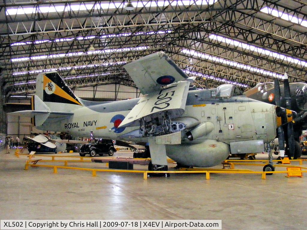 XL502, 1961 Fairey Gannet AEW.3 C/N F9461, The Museum's aircraft, previously at Sandtoft, Lincolnshire, was the last Gannet in service with No 849 Squadron and the last Gannet to display at air shows