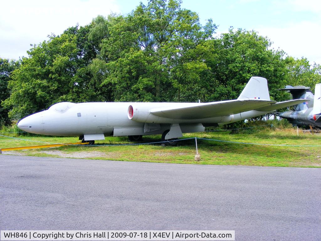 WH846, English Electric Canberra T.4 C/N EEP71290, The Museum's Canberra T4 was with 231 OCU, then 3 Squadron at Geilenkirchen, on the Station Flight at Laarbruch and with 100 Squadron at Wyton, until storage at St Athan in 1977. It was in storage at Samlesbury before coming to Elvington in May 1988.