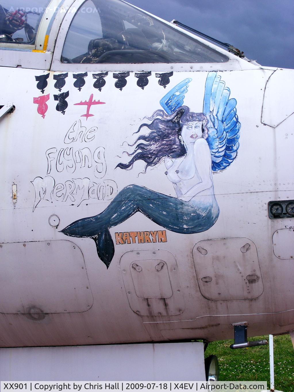 XX901, 1977 Hawker Siddeley Buccaneer S.2B C/N B3-06-75, 'Flying Mermaid' nose art on Blackburn Buccaneer S2B. XX901