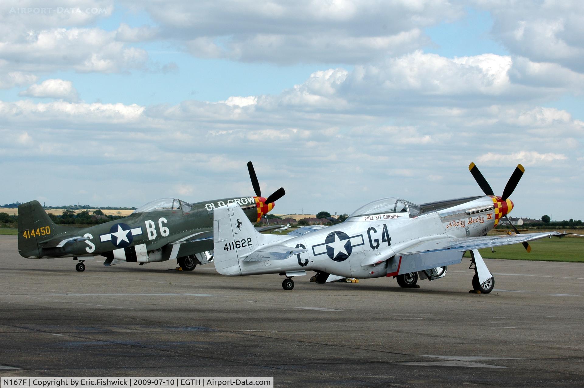 N167F, 1944 North American P-51D Mustang C/N 122-40417, pair of Mustangs at Duxford Flying Legends July 09