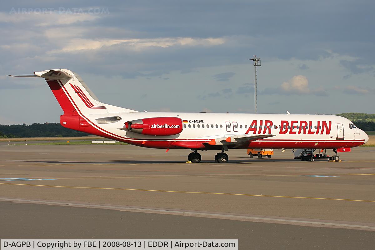 D-AGPB, 1989 Fokker 100 (F-28-0100) C/N 11278, Air Berlin SCN-MUC connection