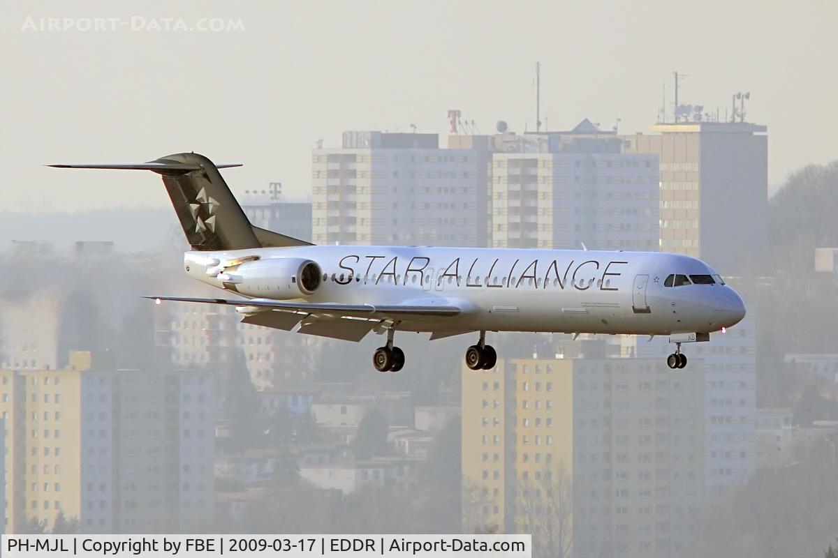 PH-MJL, 1994 Fokker 100 (F-28-0100) C/N 11527, Contact Air Fokker100 at short final during the delivery flight from Amsterdam