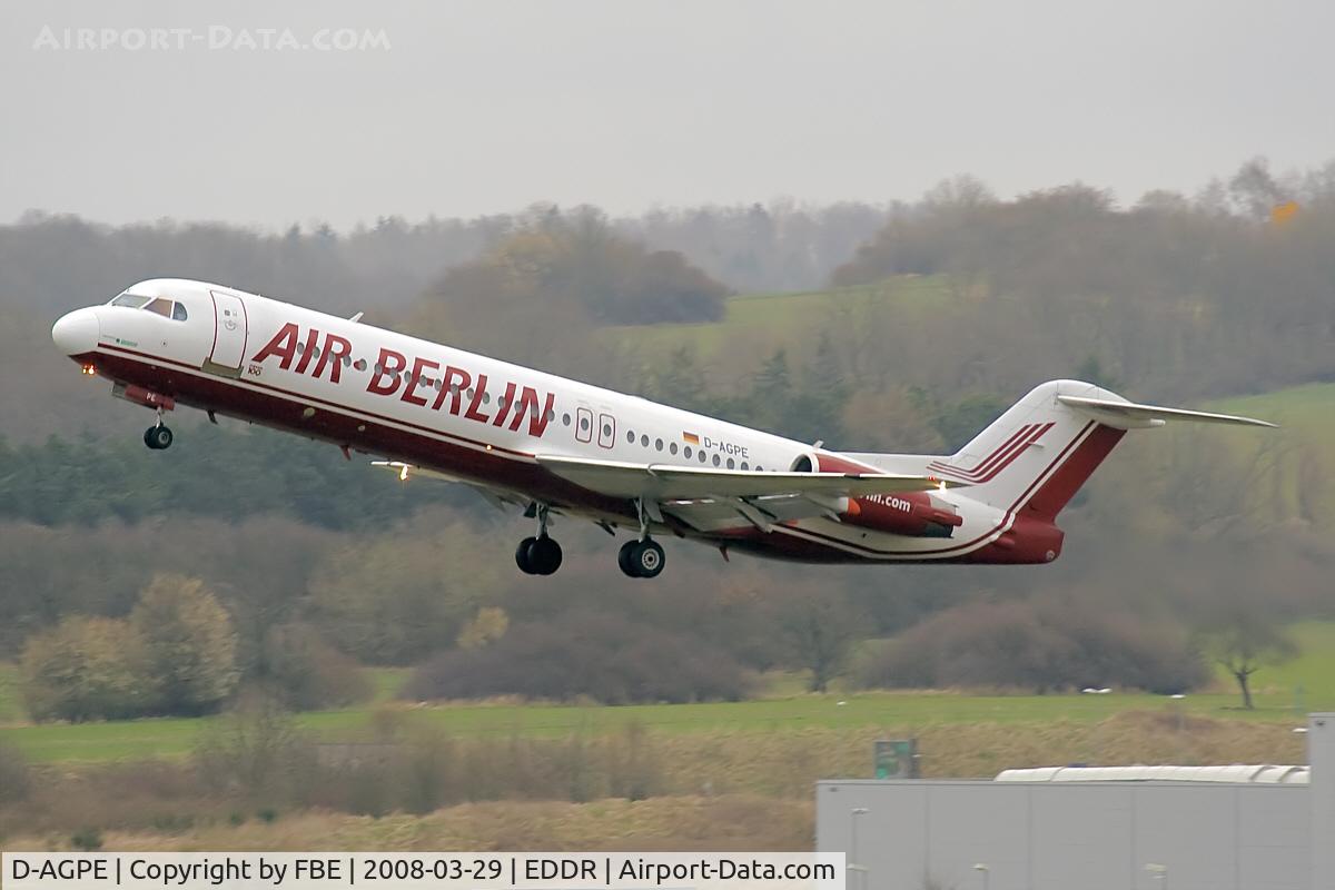 D-AGPE, 1990 Fokker 100 (F-28-0100) C/N 11300, climb out