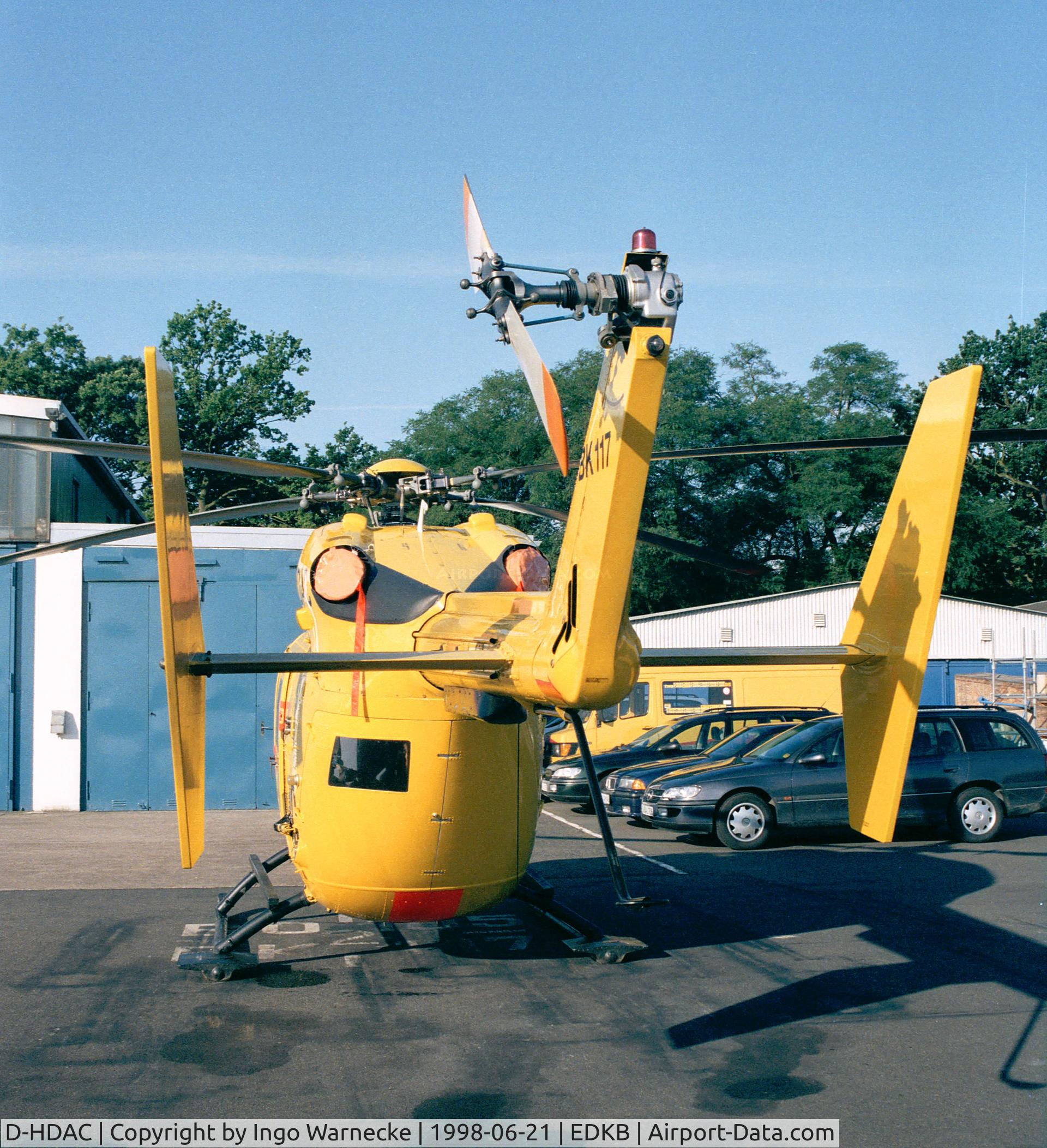 D-HDAC, Eurocopter-Kawasaki BK-117A-4 C/N 7005, MBB-Kawasaki BK-117A-4 'Christoph 6' EMS-helicopter of ADAC-Luftrettung at Bonn-Hangelar airfield