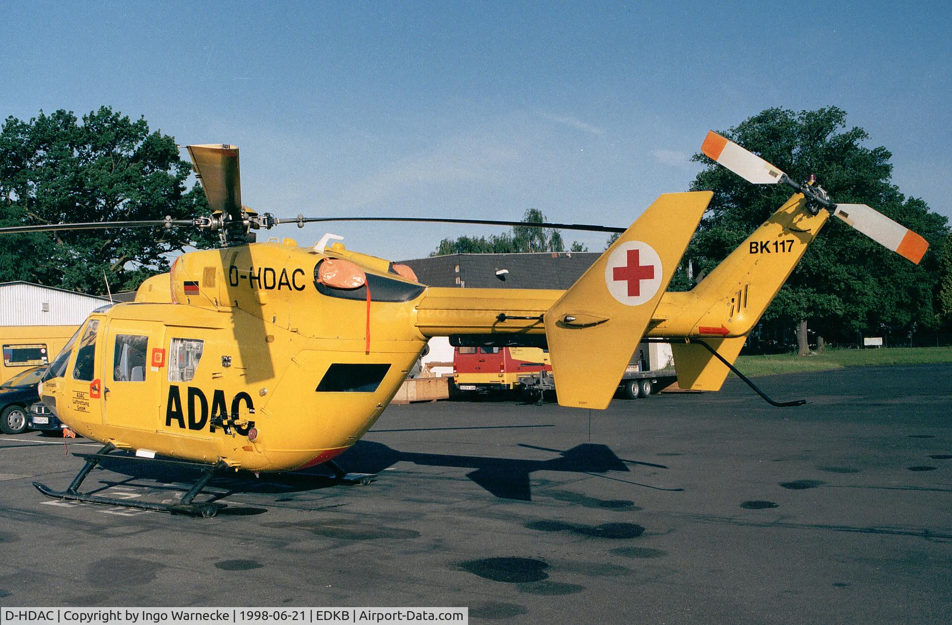 D-HDAC, Eurocopter-Kawasaki BK-117A-4 C/N 7005, MBB-Kawasaki BK-117A-4 'Christoph 6' EMS-helicopter of ADAC-Luftrettung at Bonn-Hangelar airfield