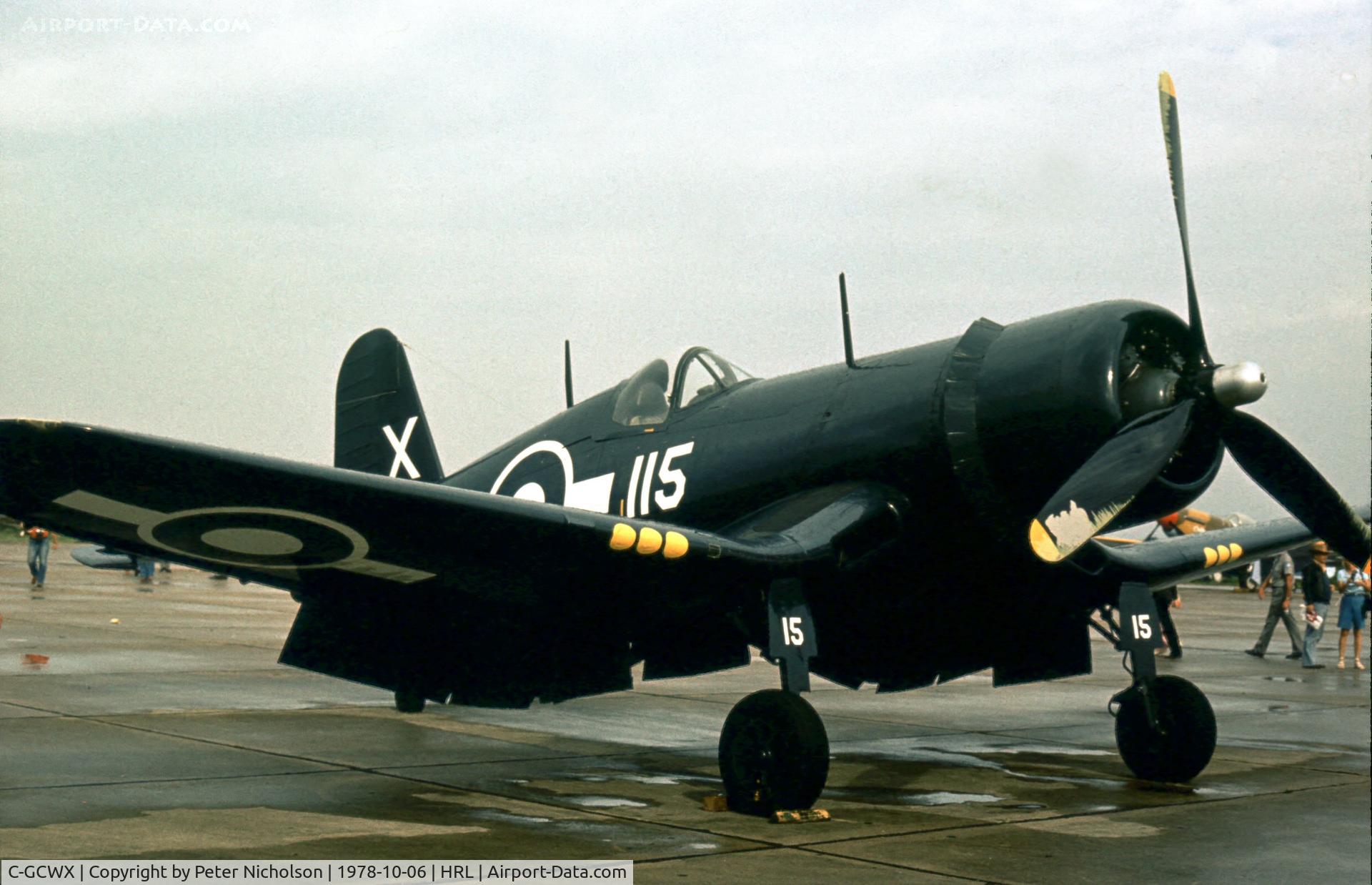 C-GCWX, 1944 Goodyear FG-1D Corsair C/N 3697, Another view of Corsair KD 658 of the Canadian Warplane Heritage at the 1978 Confederate Air Force's Airshow at Harlingen.
