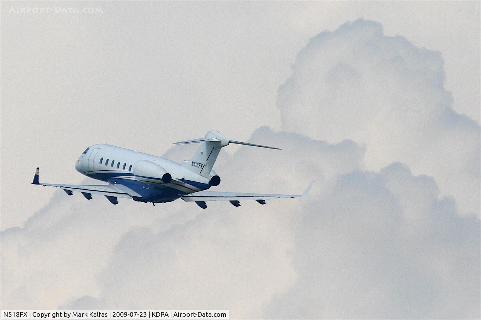 N518FX, 2005 Bombardier Challenger 300 (BD-100-1A10) C/N 20046, Bombardier BD-100-1A10, N518FX climbing out of KDPA into weather en-route to KMSP.