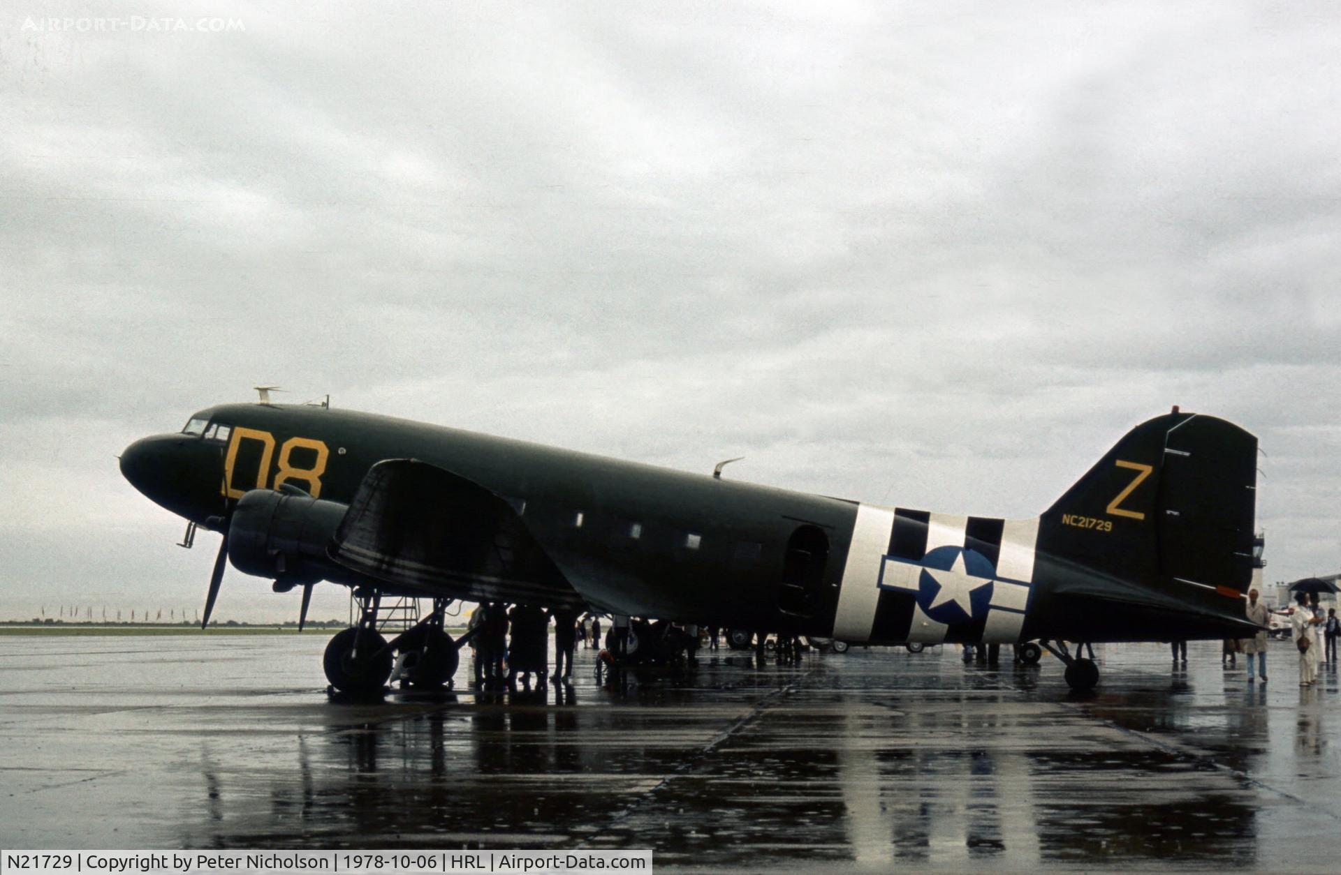 N21729, 1939 Douglas DC-3-G202A C/N 2141, This Skytrain was present at the 1978 Confederate Air Force's Airshow at Harlingen.