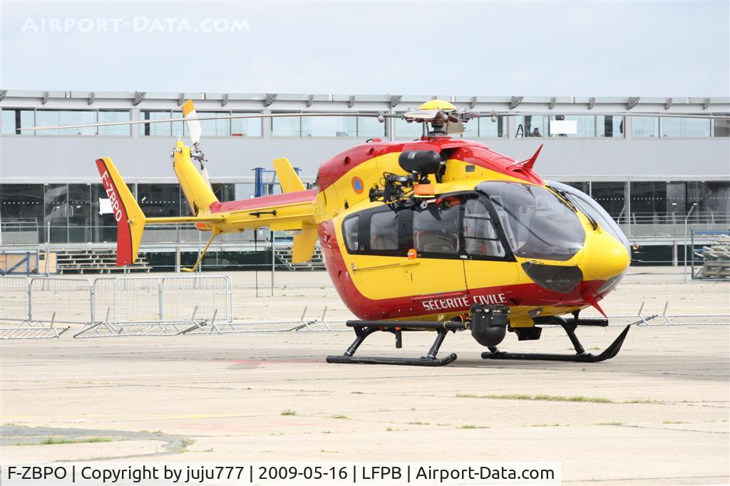 F-ZBPO, Eurocopter-Kawasaki EC-145 (BK-117C-2) C/N 9024, on transit at Le Bourget for last flight of Alouette III of Sécurité Civile F-ZBAN