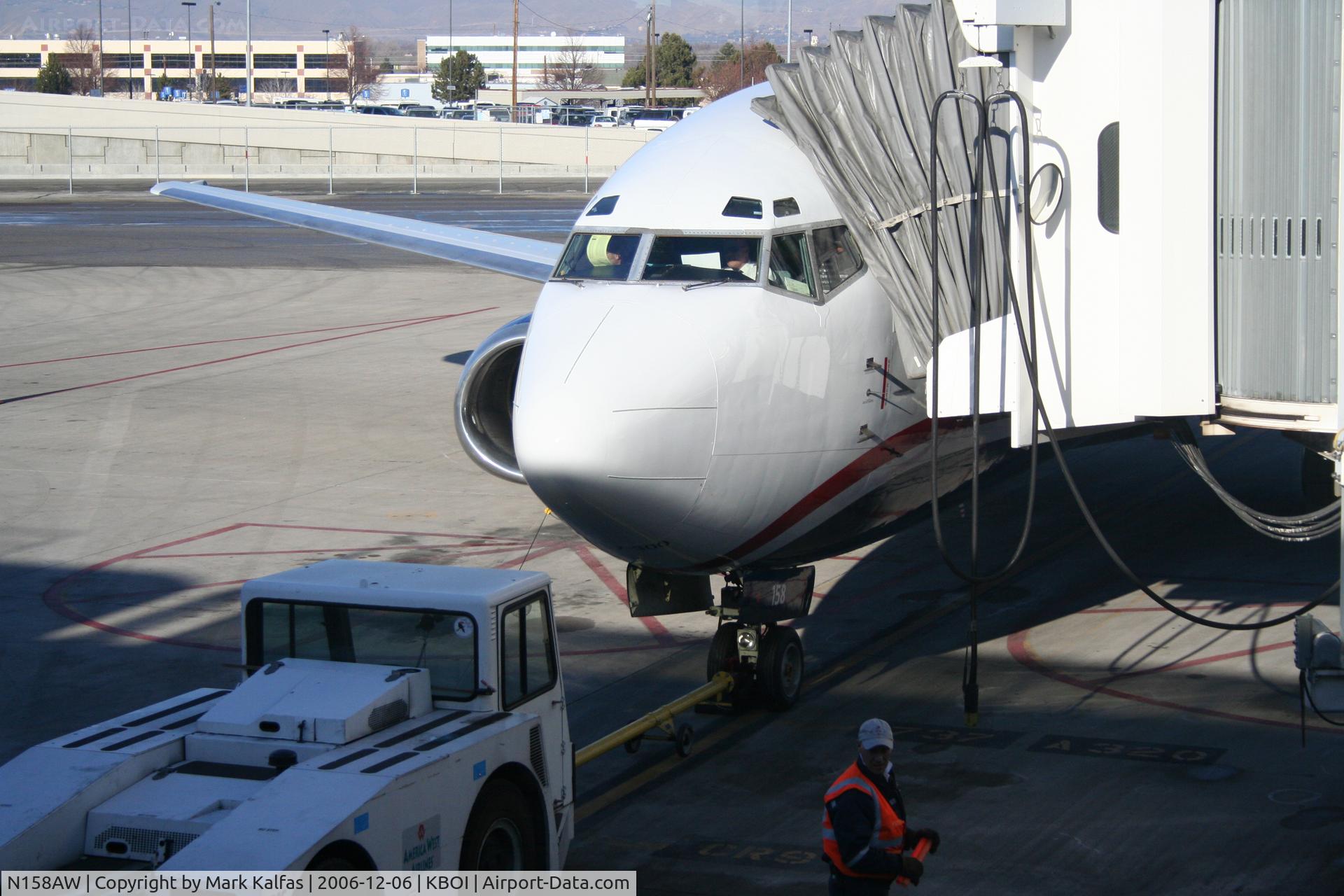 N158AW, 1987 Boeing 737-3G7 C/N 23780, US Airways (ex-AmericaWest) 737-3G7, N158AW ready to taxi KBOI.